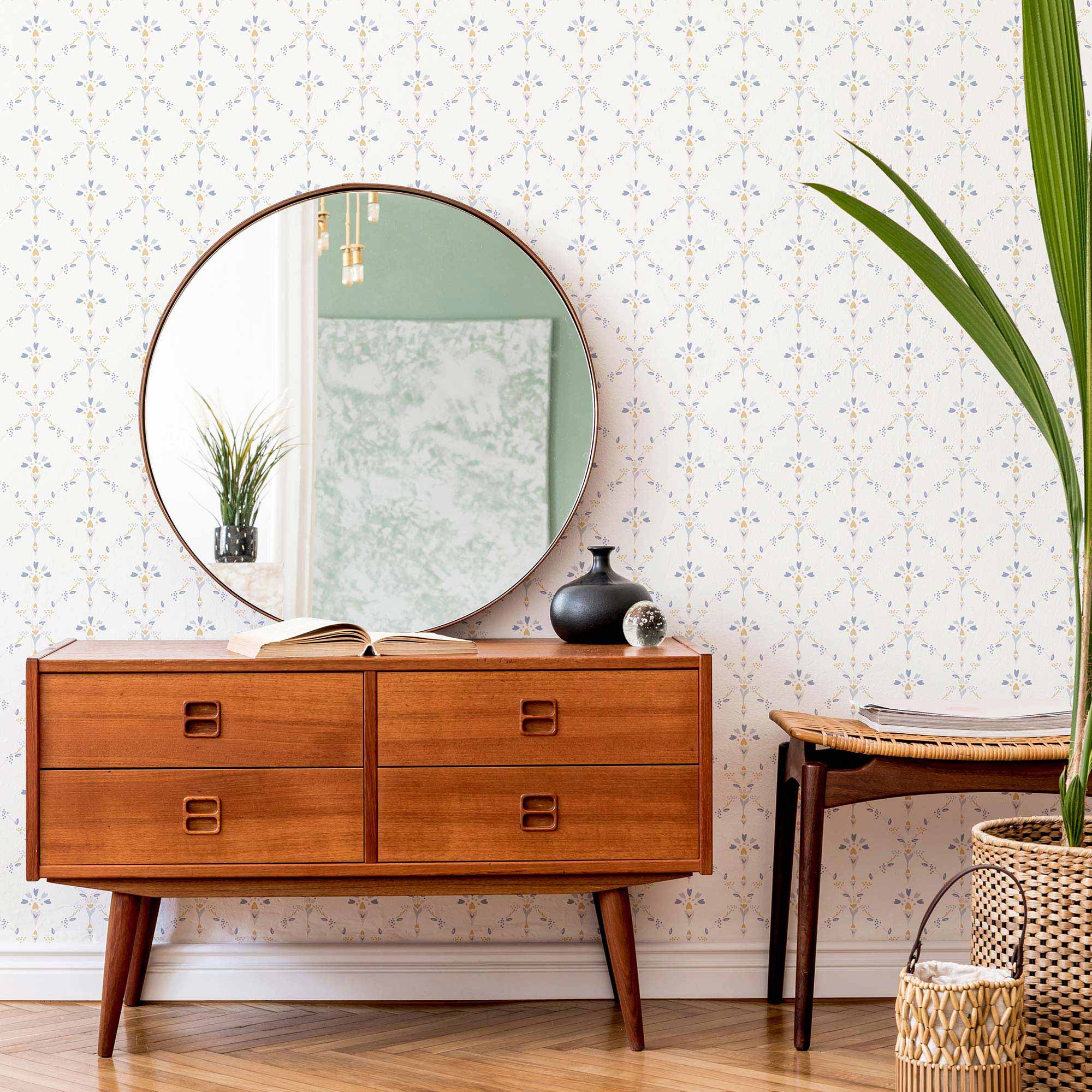 Beige Floral Peel and Stick Removable Wallpaper - Self-Adhesive Wall Decal for Bedroom, Living Room, Nursery & Office Decor