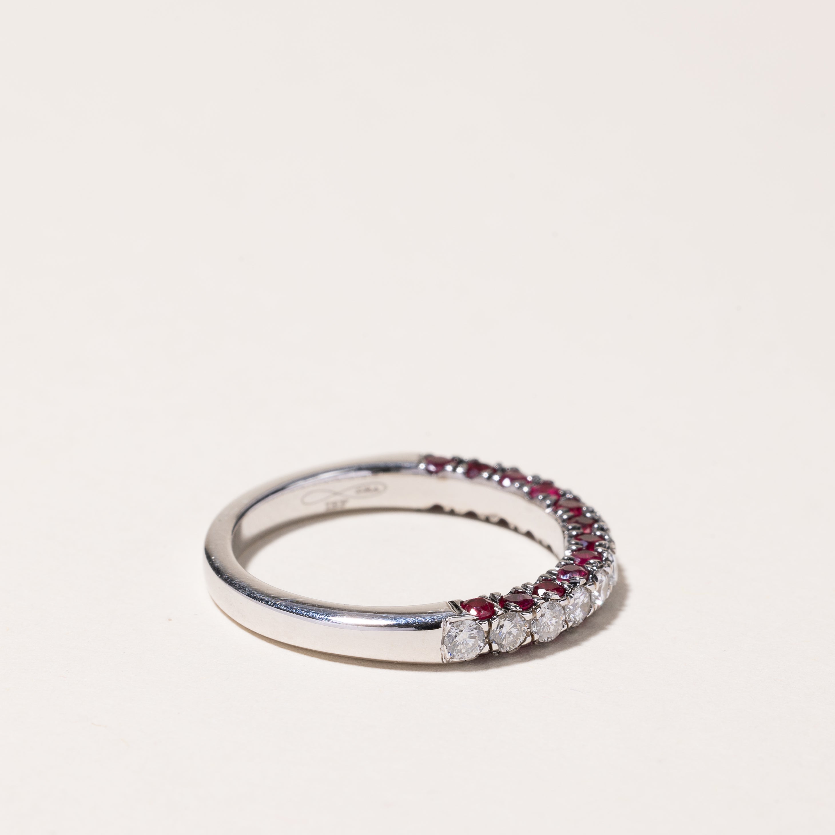 14K White Gold Ruby and Diamond Wedding Band Ring - 1.04ctw Ruby & 0.62ctw Diamonds - Size 9 - Elegant Anniversary Gift for Women, Perfect for Engagement, Proposal or Special Occasions