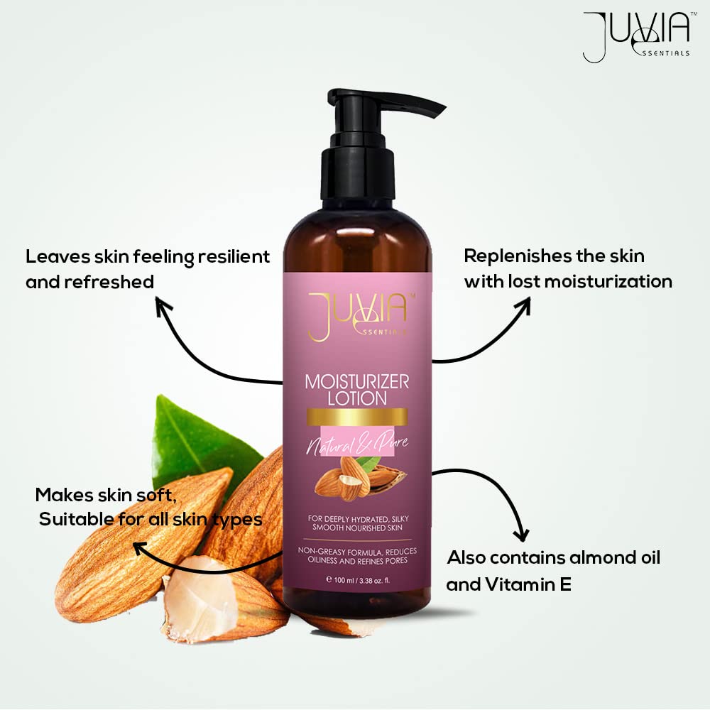 Juvia Essentials Hydrating Moisturizer Lotion 100ml - 2 Pack Skincare Set for Dry & Sensitive Skin | Daily Face & Body Moisturizer for Women & Men | Perfect for Home, Office & Travel Use