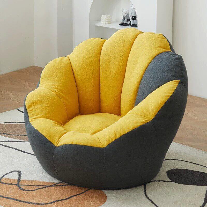 Minimalist Solid Lemon Yellow Cotton Blend Papasan Chair with Removable Slipcover & Sewn Pillow - Cozy Accent Chair for Living Room, Bedroom, or Reading Nook - Perfect for Relaxation and Home Decor