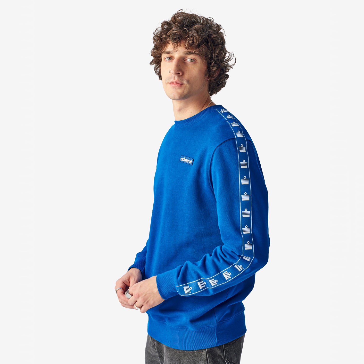 Alton Repeat Tape Sweatshirt - Royal Blue & White | Comfortable Pullover Hoodie for Men & Women | Perfect for Casual Wear, Gym & Street Style