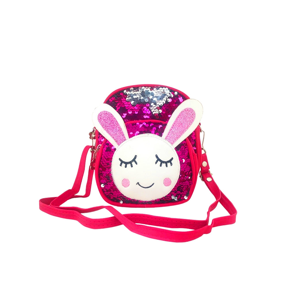 Glitter Bunny Backpack for Women & Girls - Cute Hot Pink Shiny Backpack for School, Travel & Everyday Use