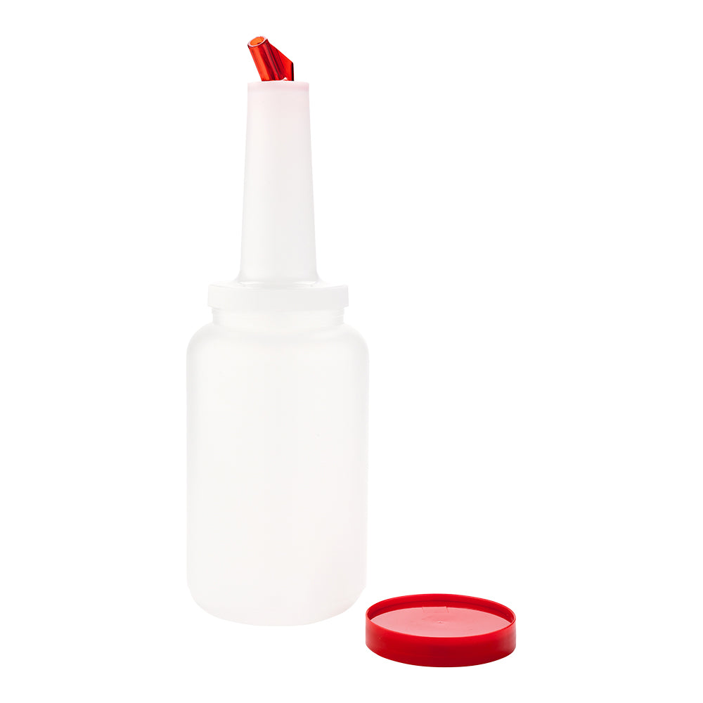 Bar Lux 2.5 Quart Plastic Quick Pour Storage Container Bottle with Red Spout & Lid - 5x5x15 Inches - 1 Count Box - Perfect for Liquids, Oils, and Kitchen Storage