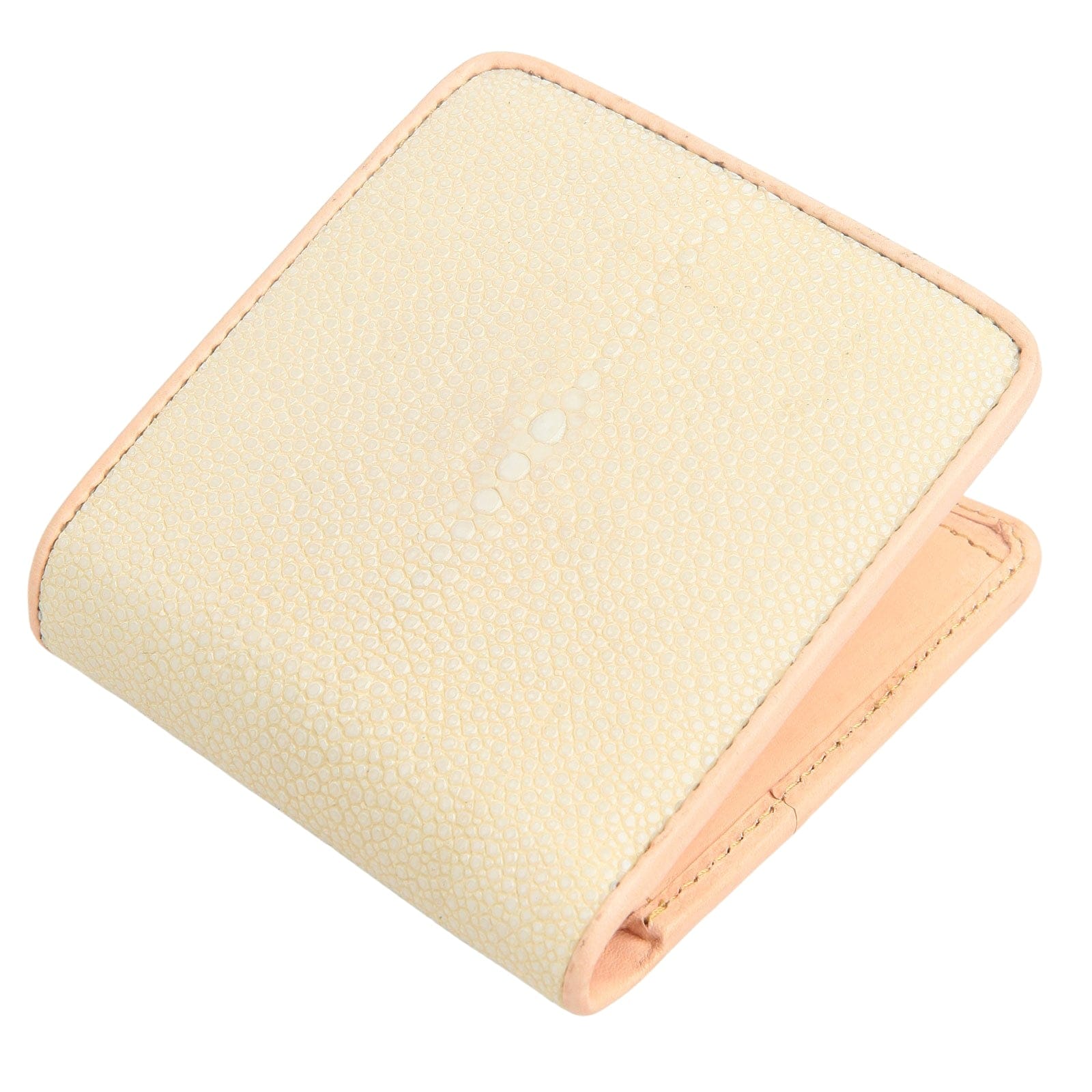 Genuine Stingray Leather Wallet for Men & Women - Pearl White Luxury Slim Bifold RFID Blocking - Perfect for Everyday Use, Travel & Gifts