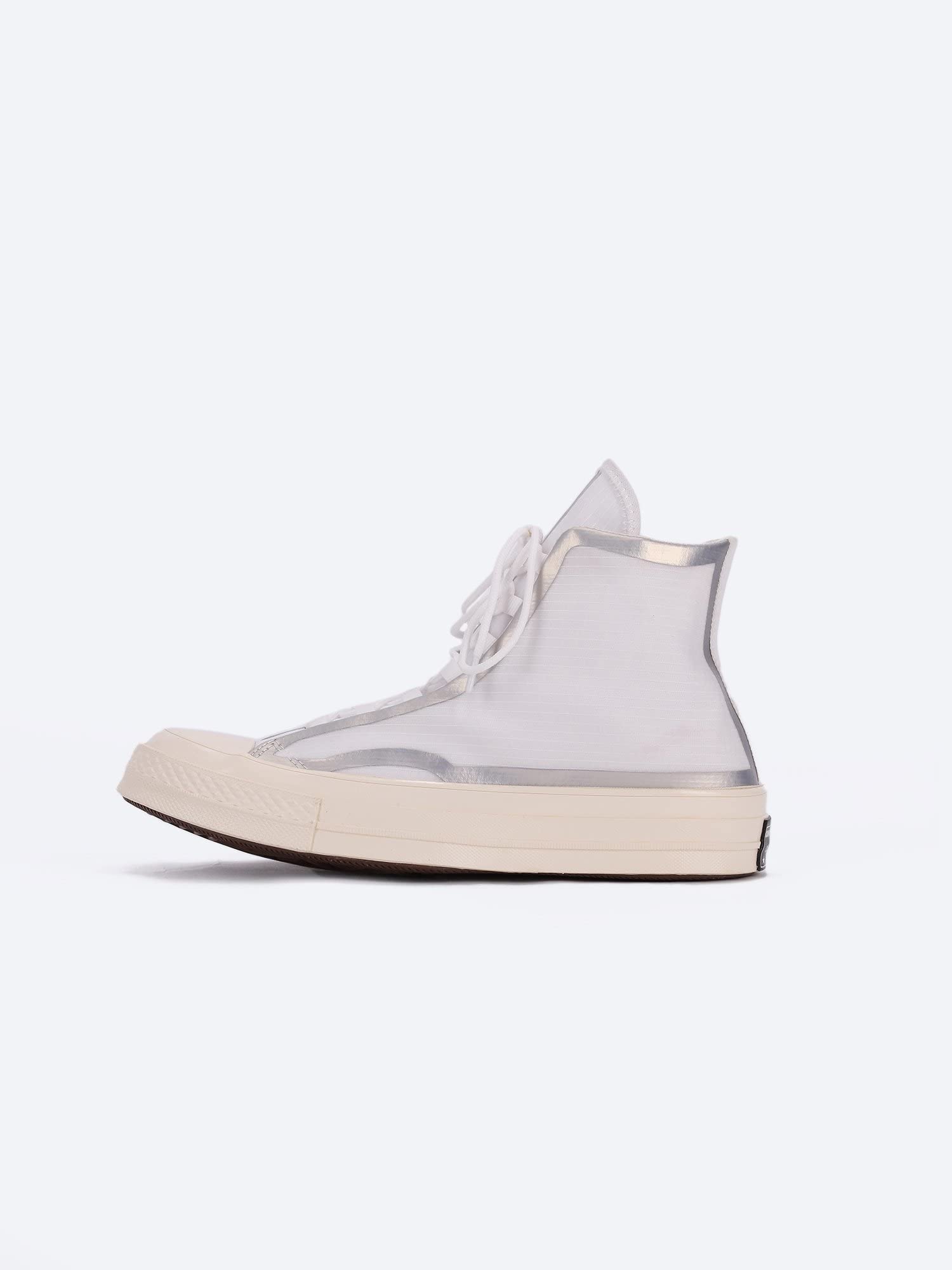 Converse Chuck 70 High Top Sneakers - Unisex Metallic Tape Seam White/Egret/Black (170767C) | Size 9 Men/11 Women | Retro Casual Shoes for Streetwear & Everyday Fashion