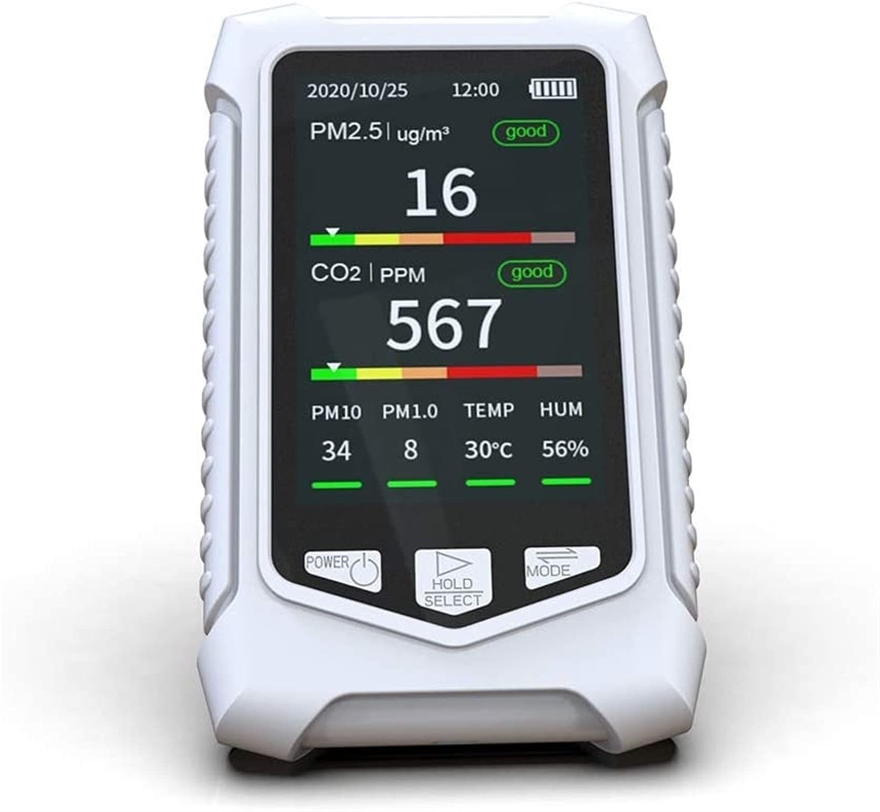 **CO2 Meter, Indoor Air Quality Monitor - Carbon Dioxide Detector, Gas Pollution Sensor - Durable & Accurate for Home, Office, School, and Gym**