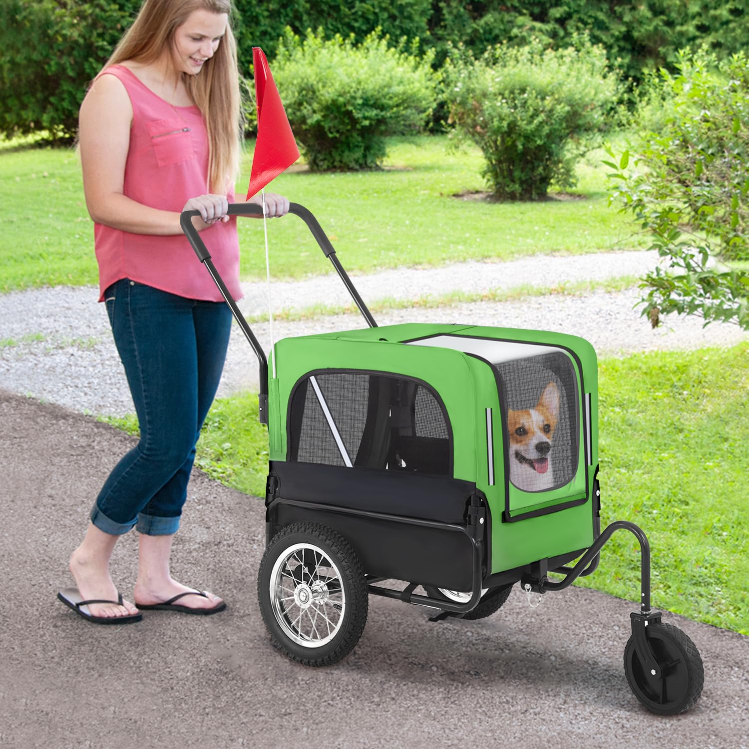 BestPet 2-in-1 Dog Bike Trailer & Pet Stroller - Waterproof Bicycle Carrier for Medium & Large Dogs with Universal Trailer Hitch - Perfect for Jogging, Biking & Outdoor Adventures