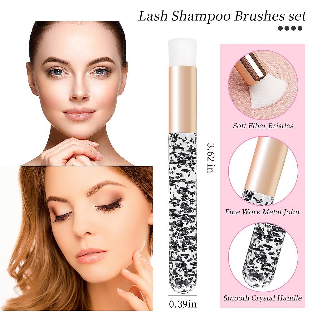 30 Pcs Crystal Lash Shampoo Brushes - Soft Eyelash Cleaning Brushes for Extensions & Nose Pore Deep Cleaning | Professional Makeup Brush Set for Eyelash Care & Facial Cleansing | Perfect for Salon, Spa & Home Use (Black)