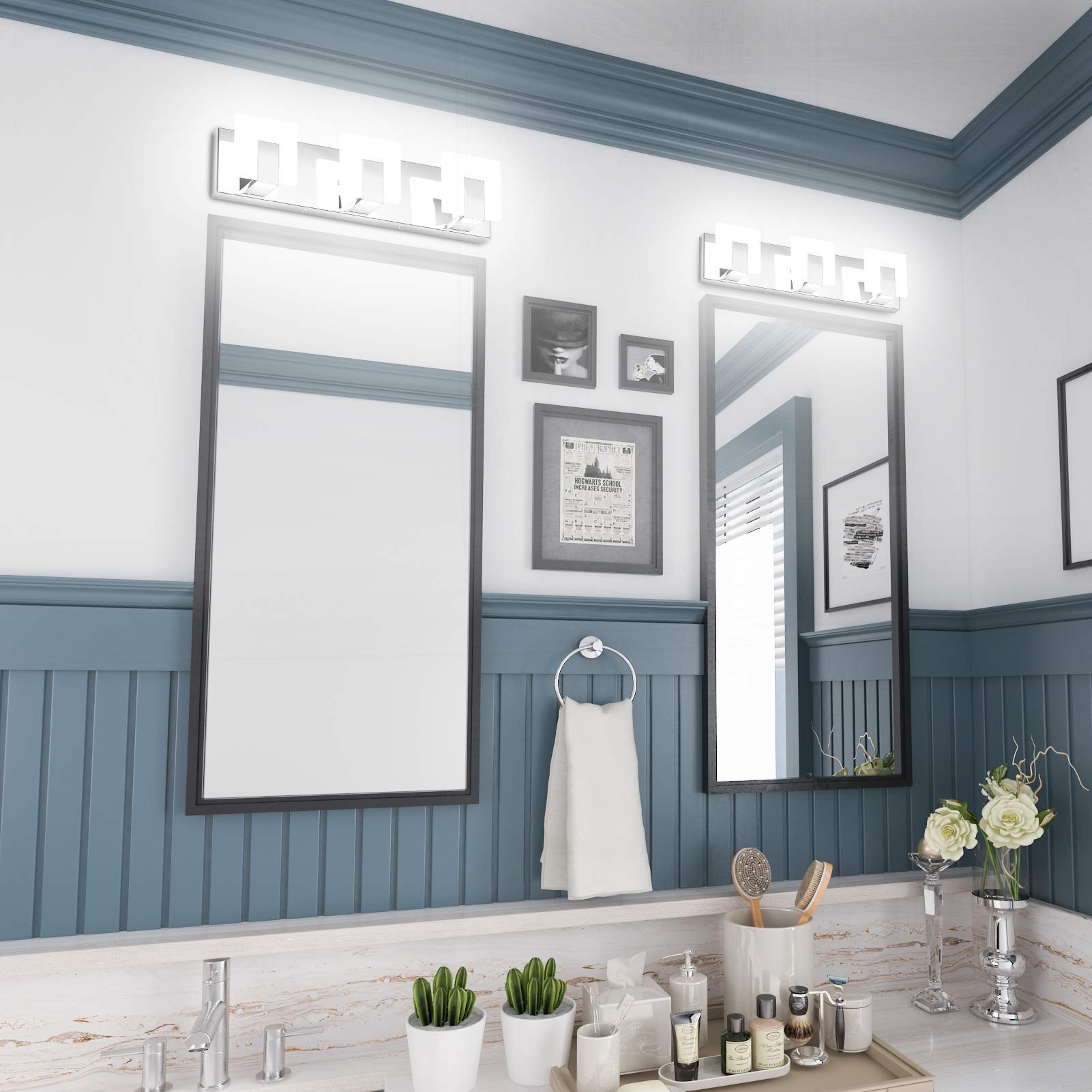 Modern LED Vanity Light for Bathroom - Frosted White Acrylic Up/Down Wall Light Fixture - Perfect for Mirror Lighting & Bathroom Decor