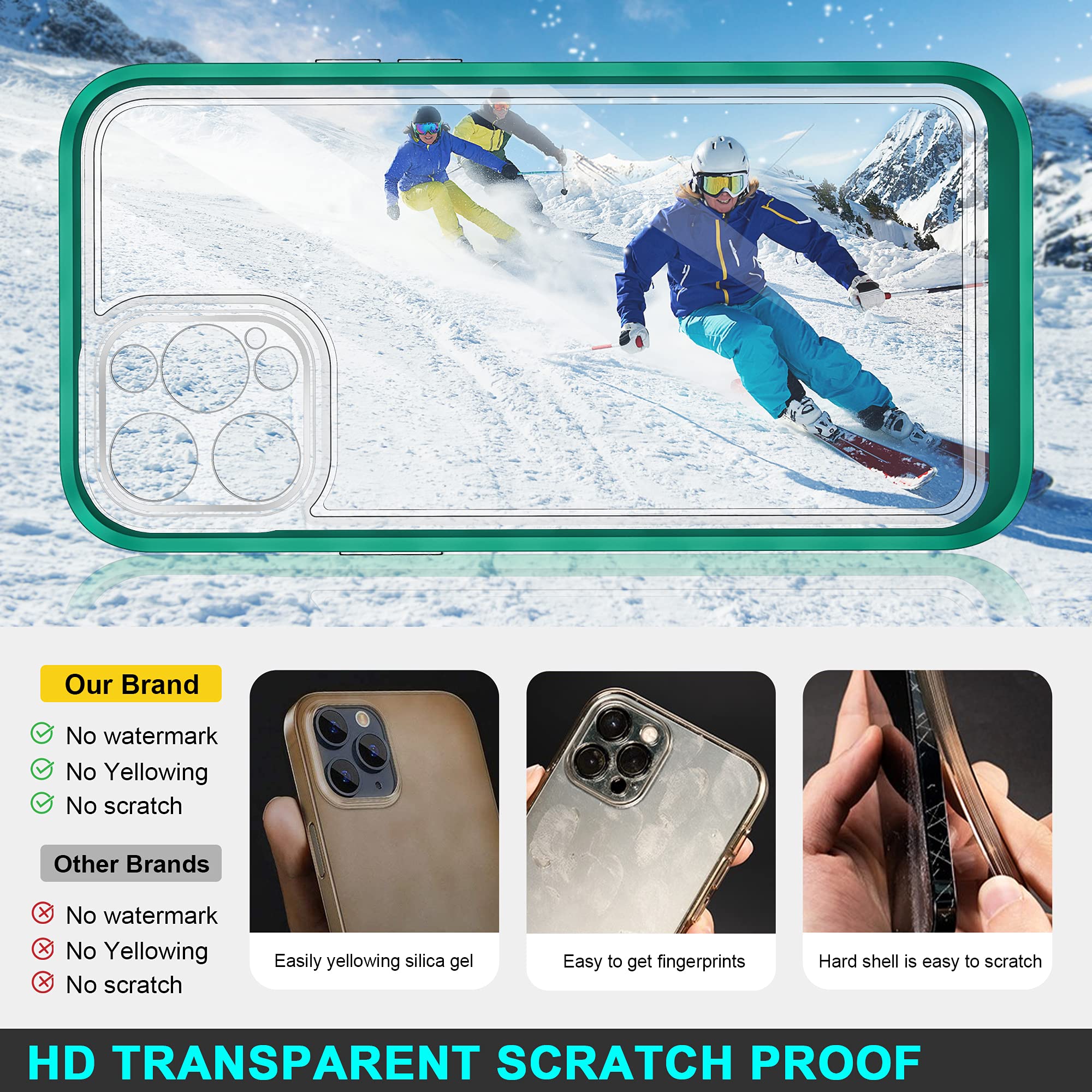 Shockproof Clear Green Mint iPhone 11 Pro Max Case - Heavy Duty Protective Hard Shell Bumper Cover for Women & Men | Perfect for Outdoor Activities, Work & Daily Use