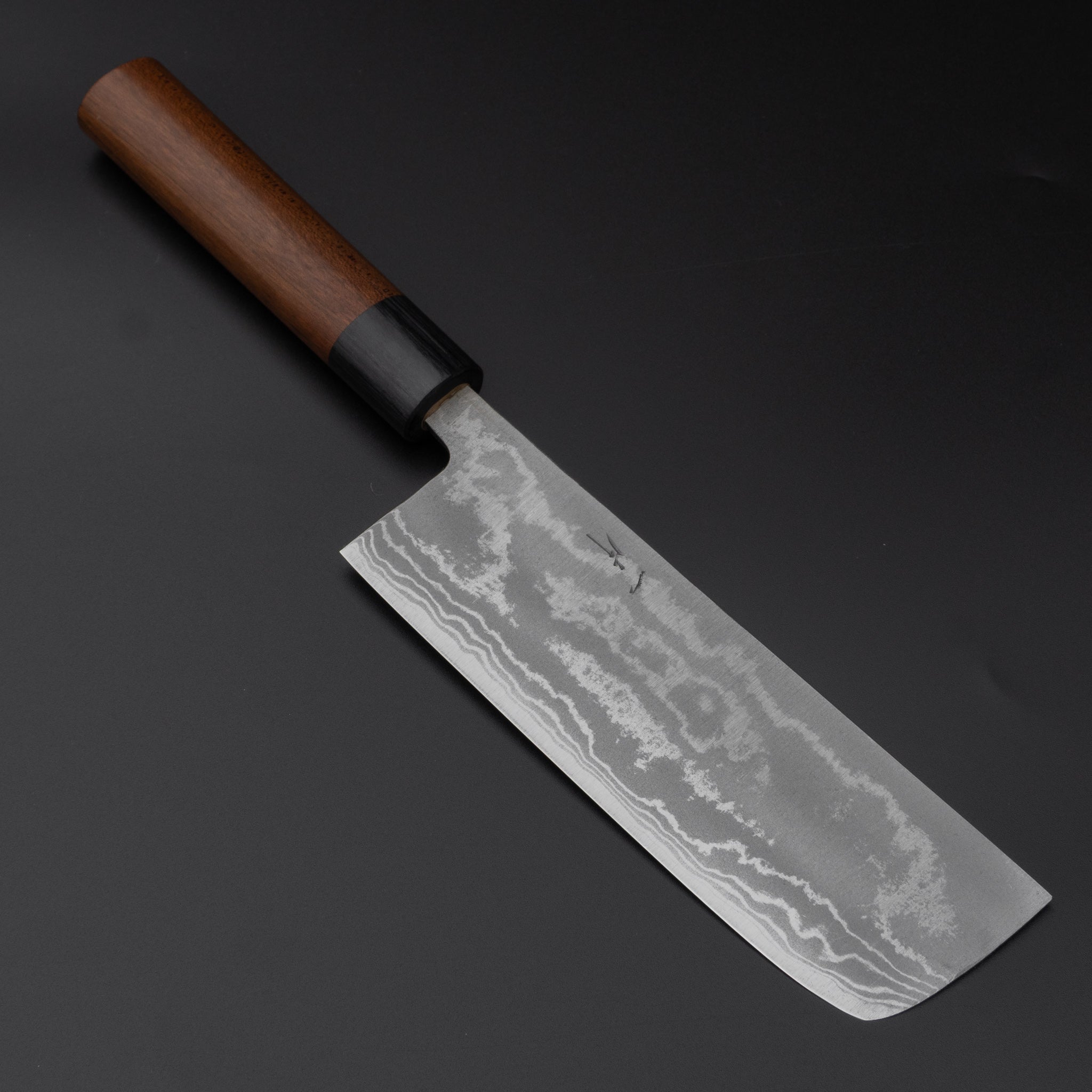 Hitohira GR Blue #2 Damascus Nakiri Knife 165mm with Maple Handle - Professional Japanese Kitchen Knife for Slicing Vegetables, Fruits & Herbs