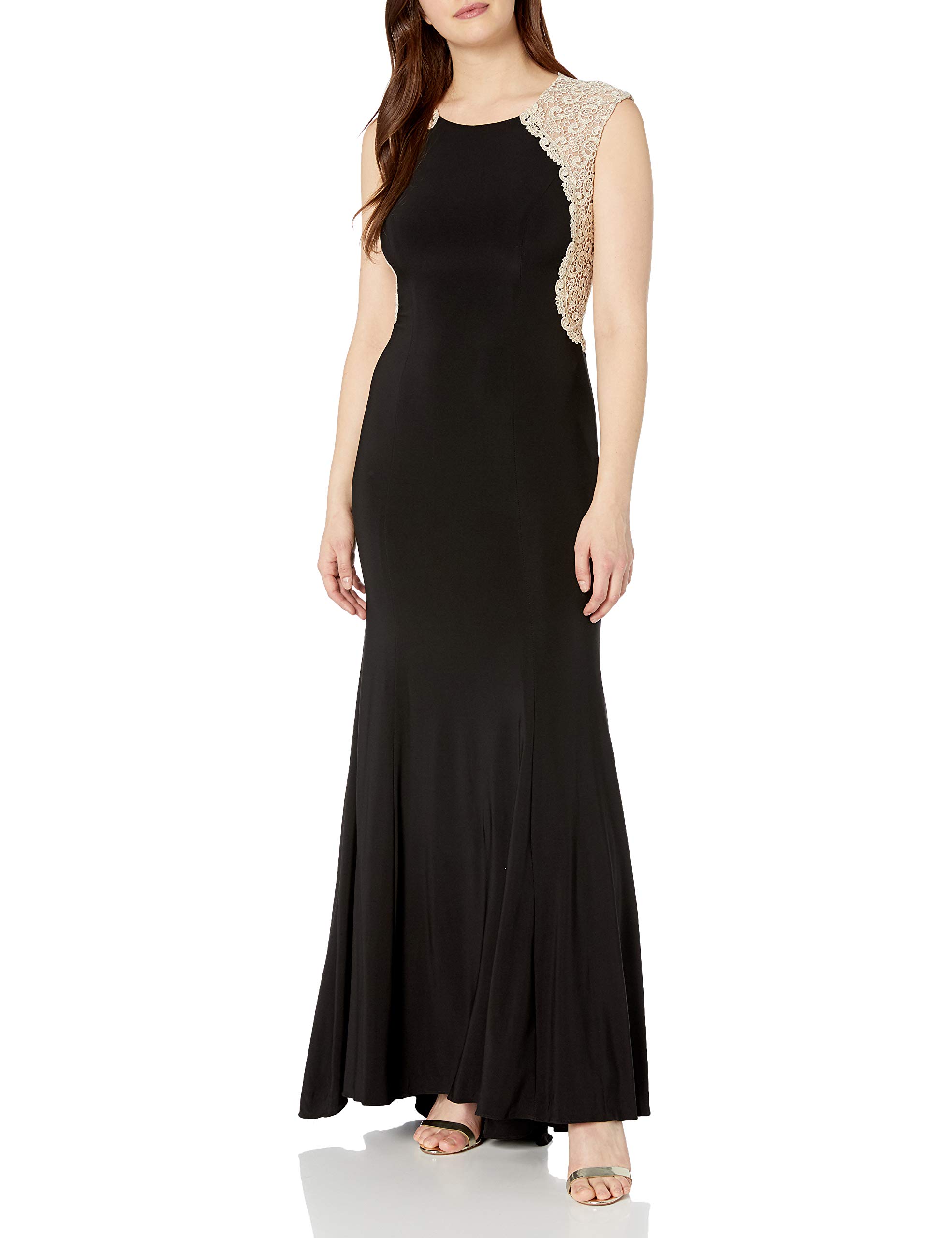 Xscape Women's Long Sleeve Lace Back Party Dress - Elegant Evening Gown for Prom, Wedding & Special Occasions