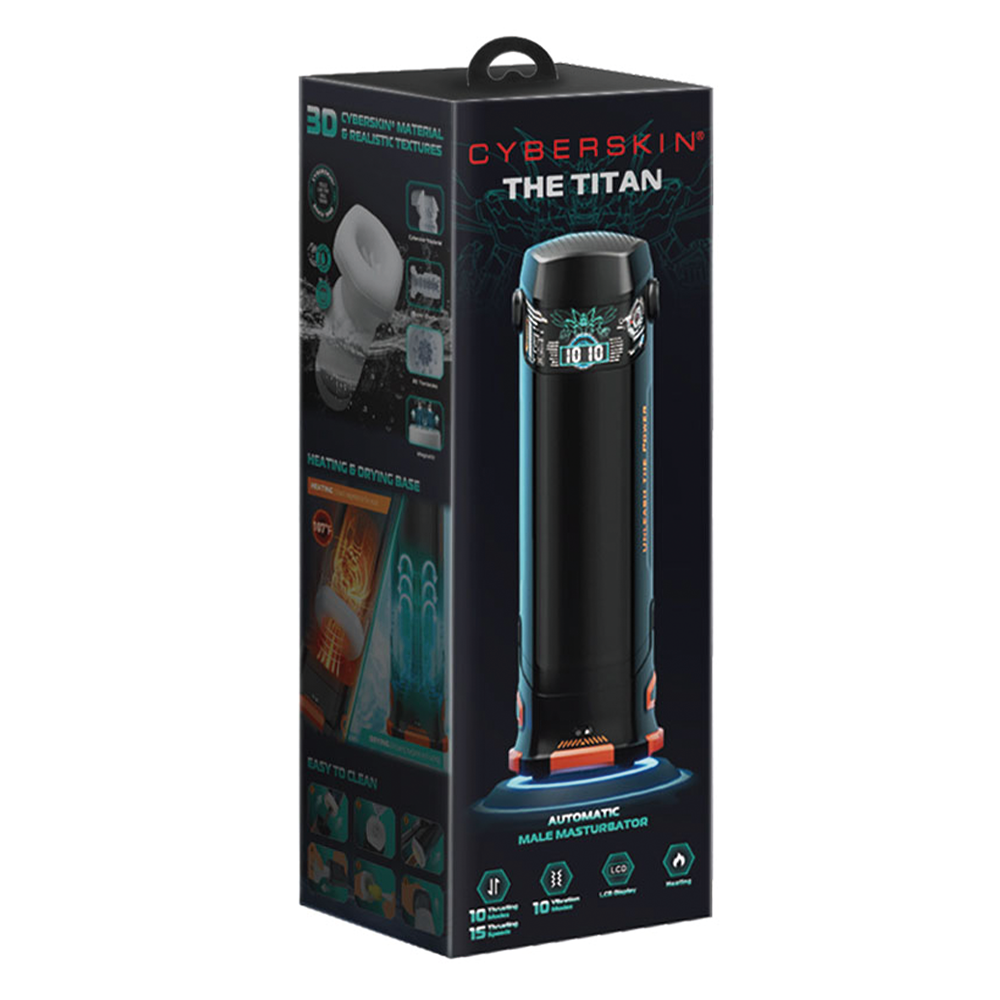 CyberSkin The Titan - Realistic Vibrating Stroking Masturbator with Warming Stand | Lifelike Male Sex Toy for Enhanced Pleasure | Perfect for Solo Play & Couples Use