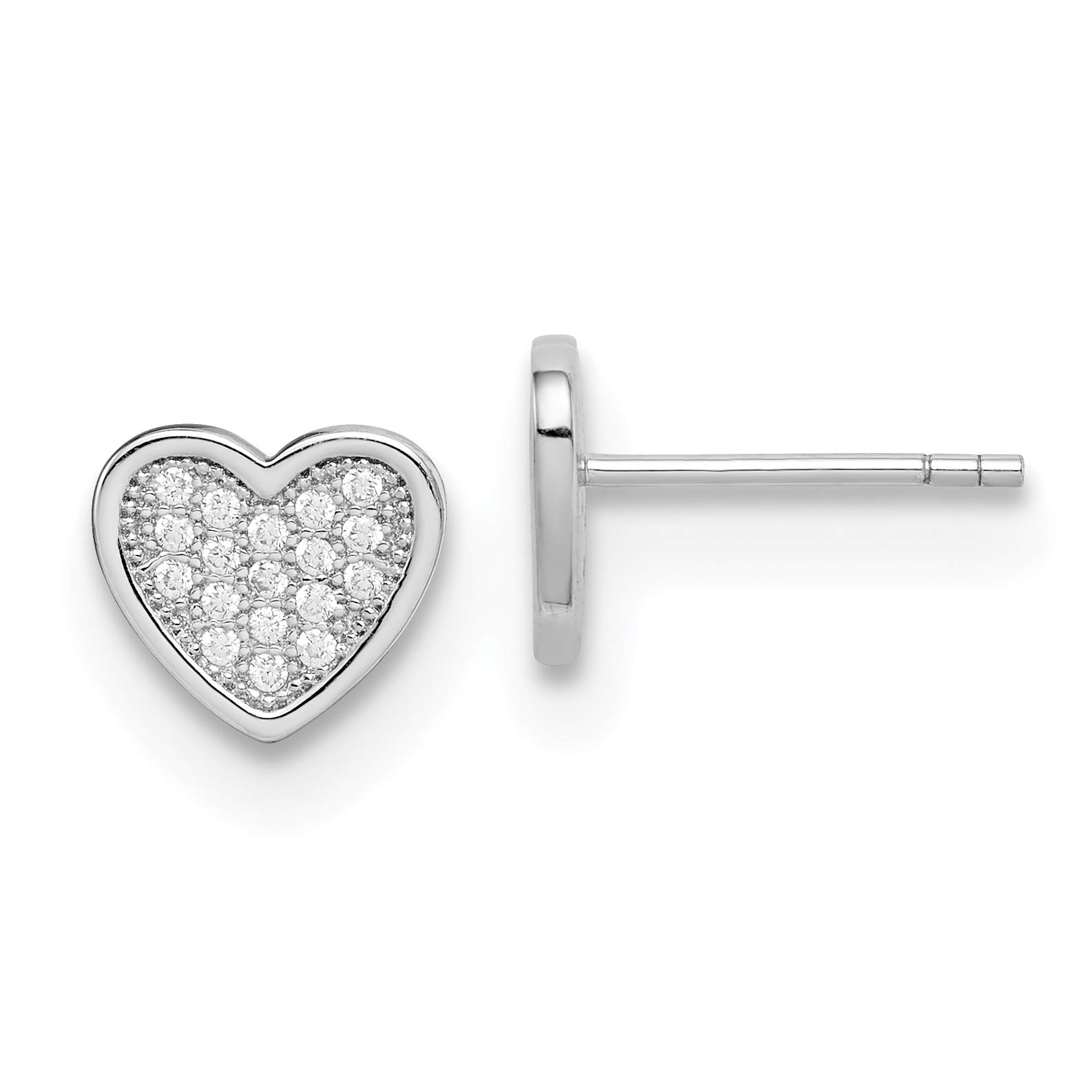 925 Sterling Silver Cubic Zirconia Pave Heart Stud Earrings for Women - Elegant Fine Jewelry Gift for Her - Perfect for Valentine's Day, Anniversary & Special Occasions