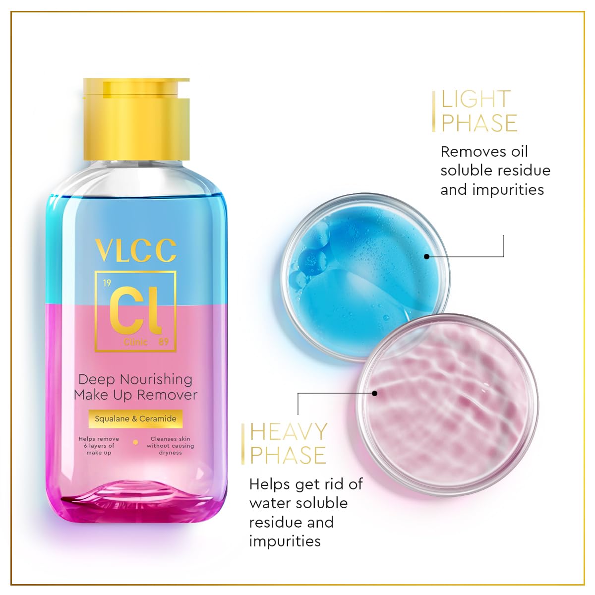 VLCC Clinic Deep Nourishing Biphasic Makeup Remover - 125ml | Long-Lasting Hydration | Effectively Removes Waterproof & Water-Soluble Makeup | Gentle on Skin | Perfect for Daily Makeup Removal & Skincare Routine