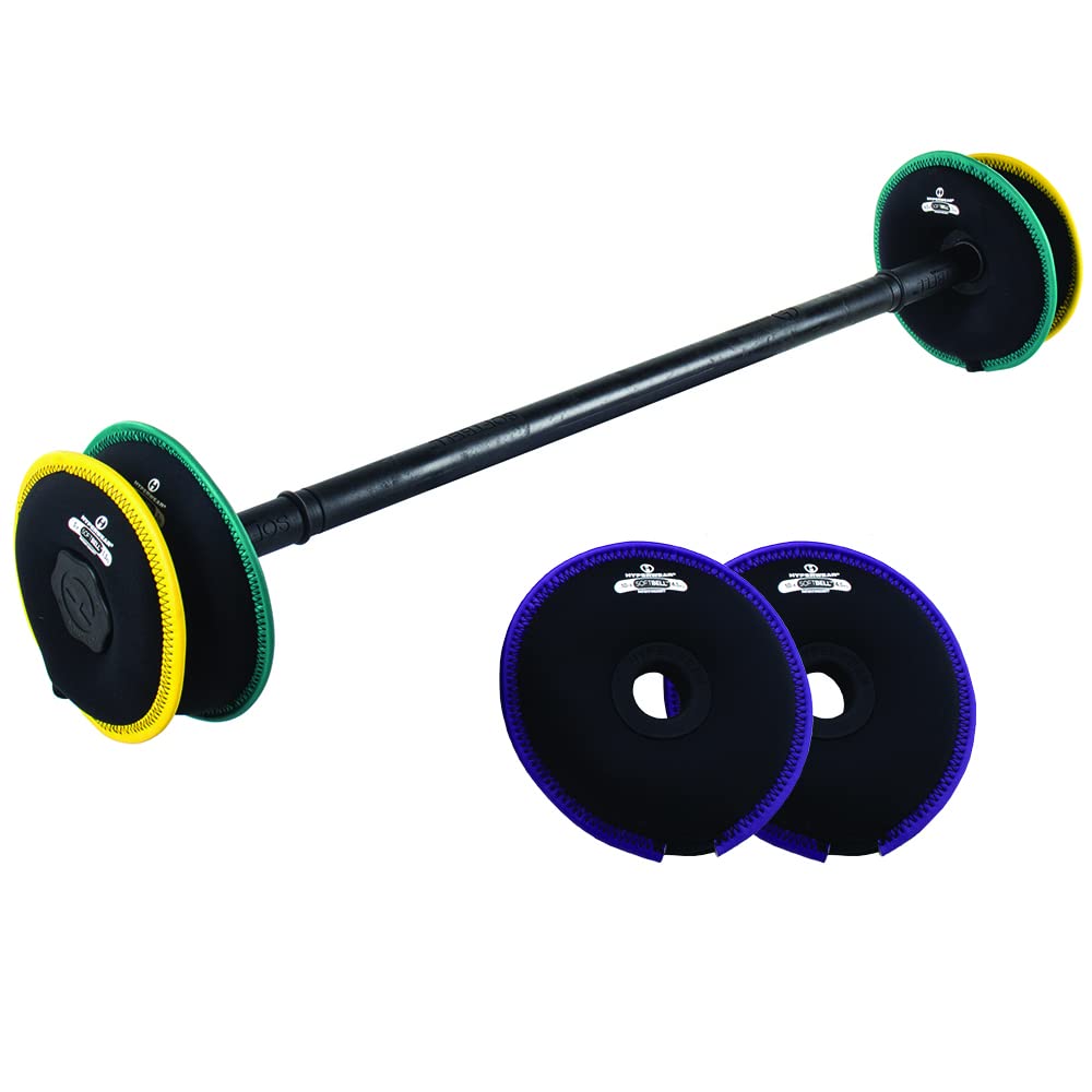 HYPERWEAR Adjustable Barbell Set with Soft Weight Plates - Expandable SoftBell System for Strength Training, Cardio & Home Gym (35 lb Barbell, Up to 60 lbs Capacity) - Perfect for Home Workouts, CrossFit & Functional Fitness Training