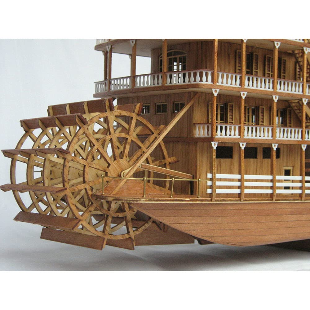 1/100 Scale US Mississippi Steamer Ship Model Kit - Premium Wooden Boat Building Set for Adults & Collectors - Perfect for Home Decoration, DIY Projects and Gift Giving