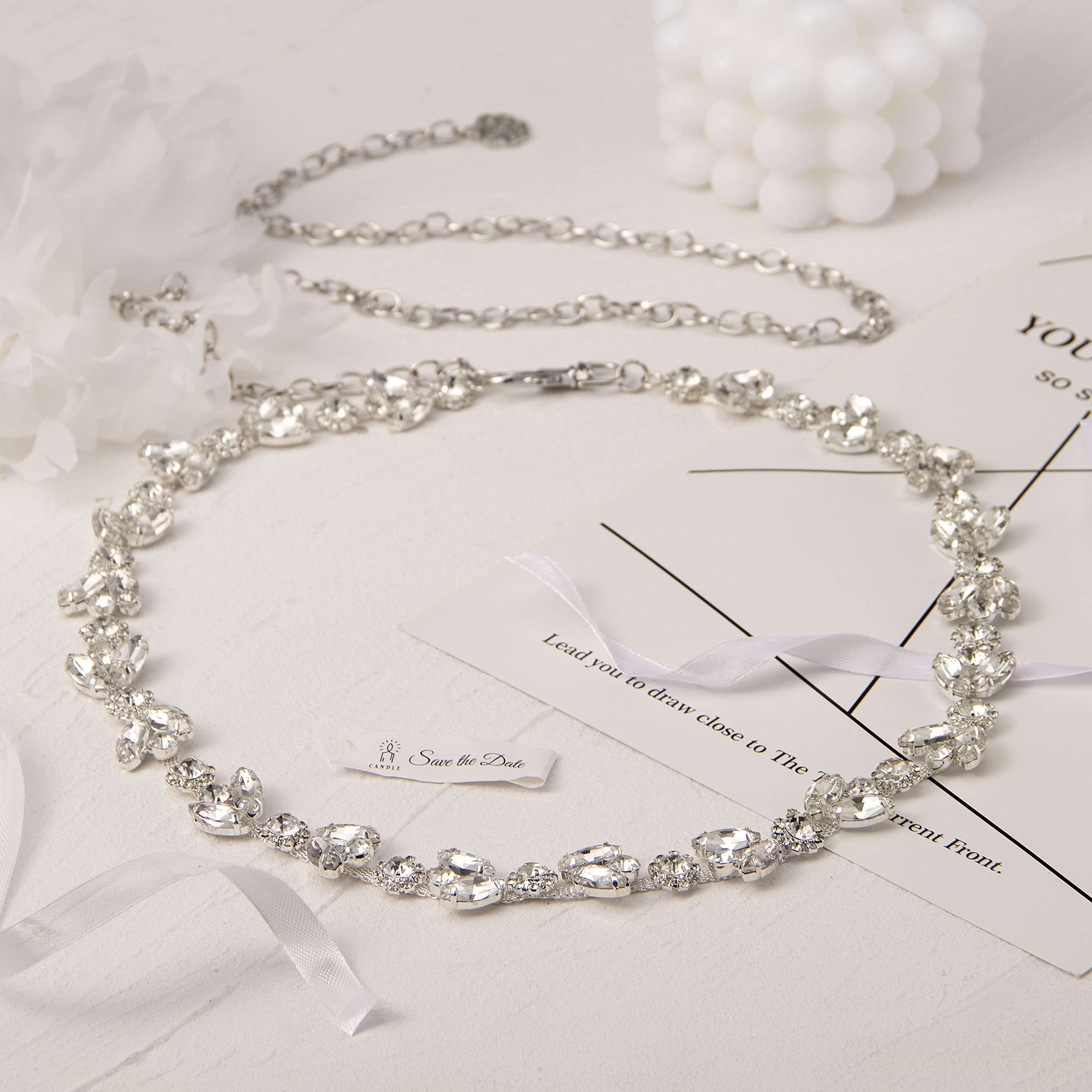 Sparkly Rhinestone Belt for Women - Crystal Silver Bridal Belt for Wedding Dresses & Formal Occasions | Perfect for Bridal Accessories, Evening Gowns & Special Events
