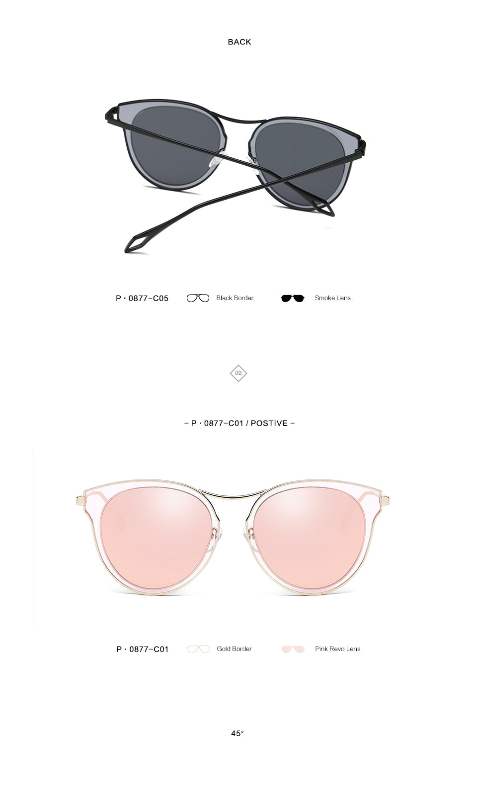 20/20 Women's Polarized Metal Frame Sunglasses P0877 - UV Protection, Lightweight & Stylish for Driving, Beach & Outdoor Activities