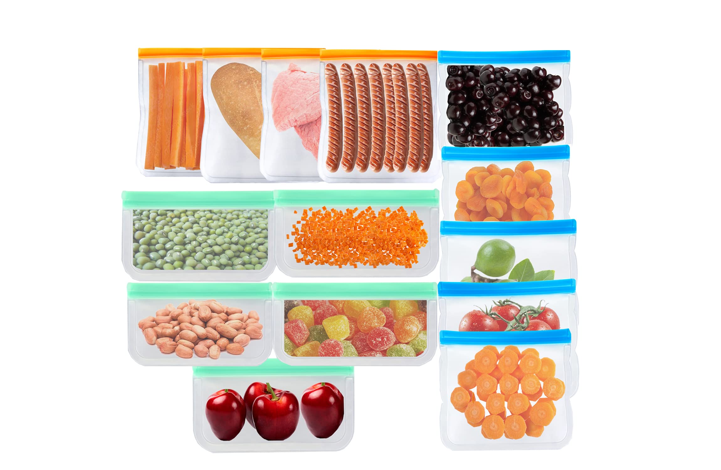 Eco-Friendly Reusable Food Storage Bags - 1 Gallon BPA Free Sandwich & Snack Bags, Leakproof Ziplock for Lunch, Travel, Vegetables, Meats & Fruits | Perfect for Meal Prep, Picnics & Camping