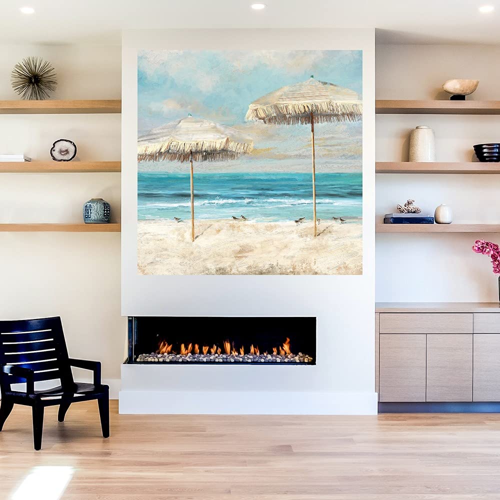 Fine Art Canvas Beach Duet Wall Decor - Hand Painted by Artist Studio Arts - 32x32 Inches - Ready to Hang - Perfect for Living Room, Bedroom, Office & More - Coastal Theme Home Decor for Beach Houses & Vacation Homes