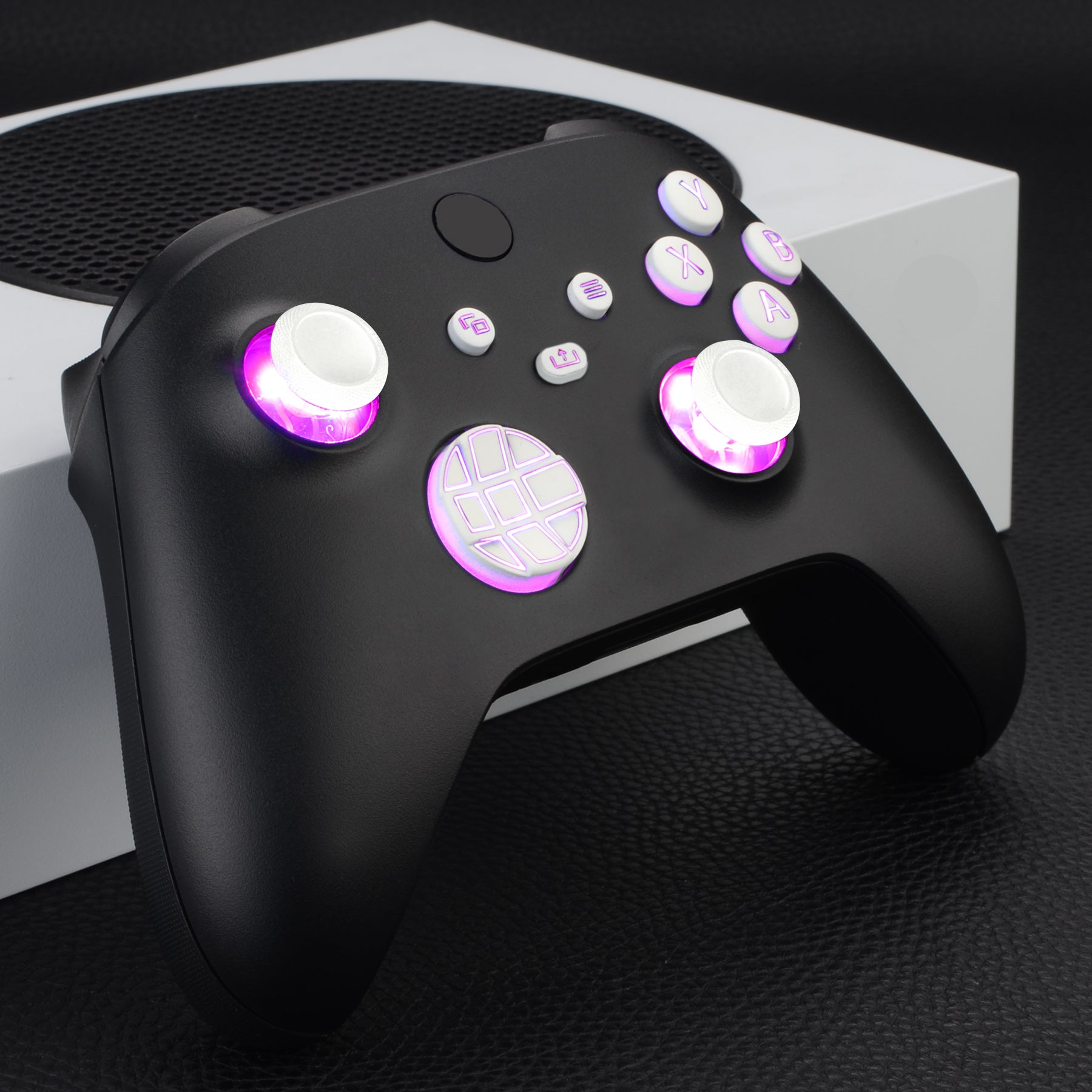 eXtremeRate Multi-Color LED Illuminated D-Pad Thumbsticks & ABXY Buttons Kit for Xbox Series X/S Controller - White Buttons with DTF LED (X3LED06) - Perfect for Gaming in the Dark & Custom Controller Mods