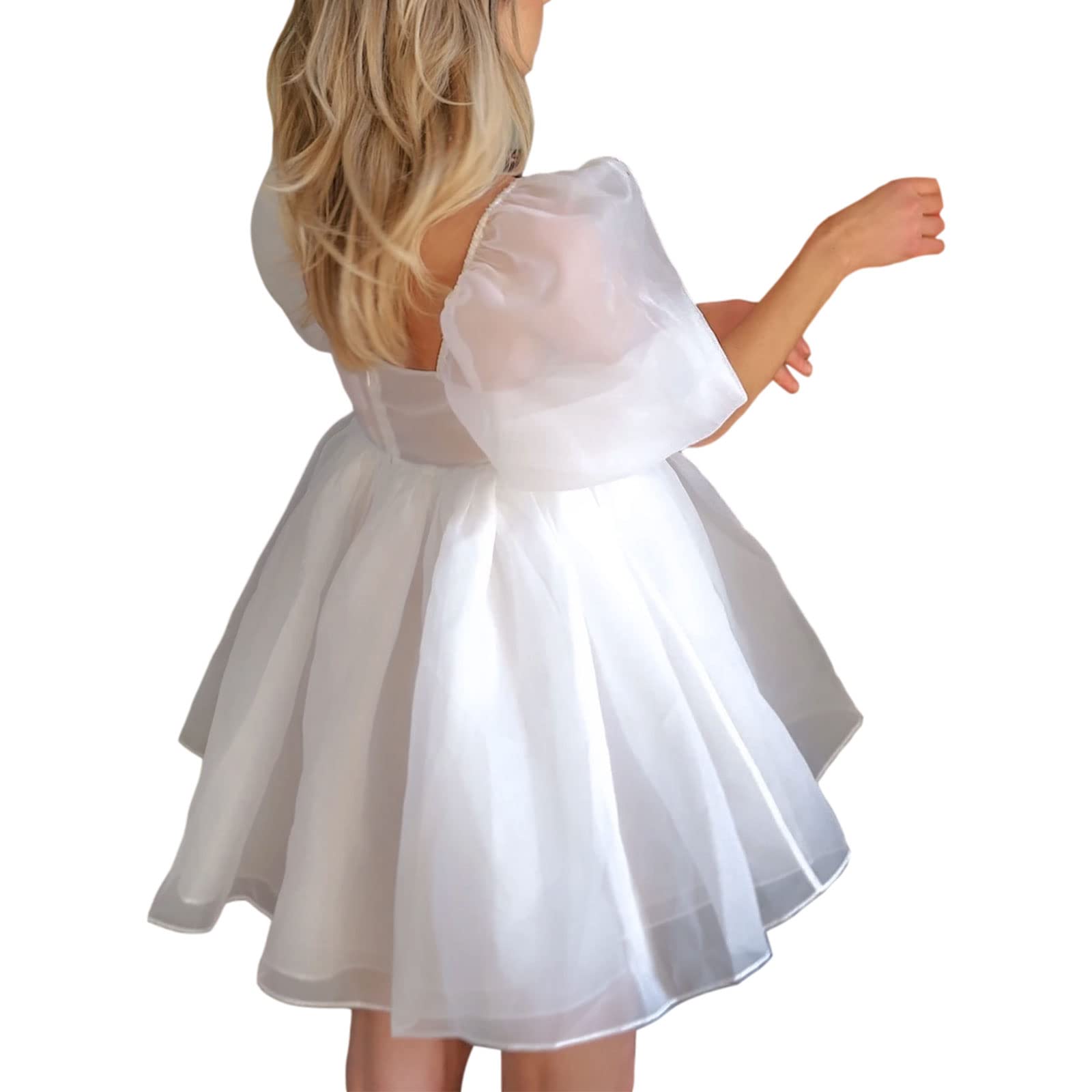 Elegant Off Shoulder Puffy Sleeve Prom Dresses for Women - Tulle Princess Wedding Party Mini Dress with Ruffle Mesh Details | Perfect for Homecoming, Formal Events & Special Occasions