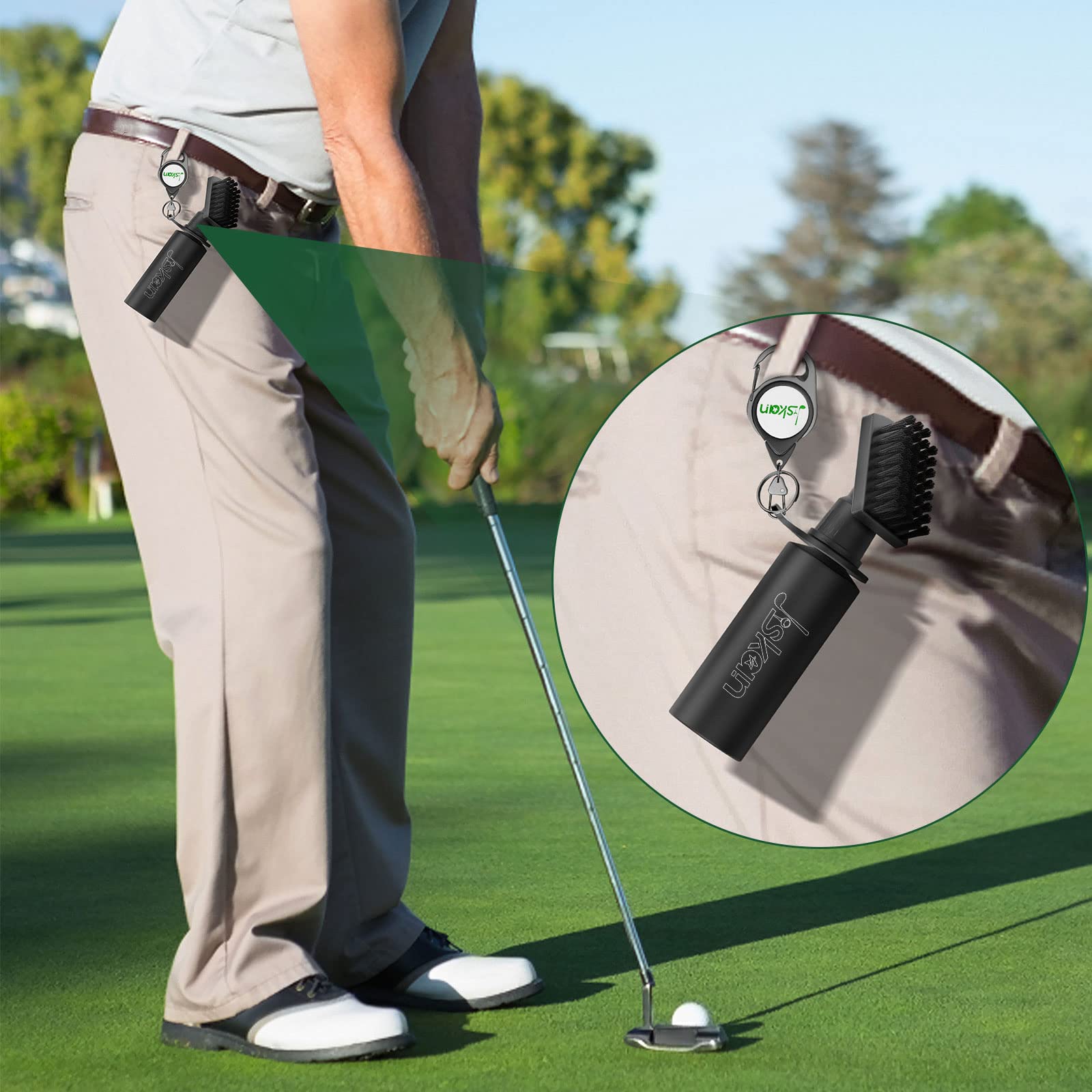 2 Pack Premium Golf Club Cleaner Brush Set with Squeeze Water Bottle (7.5 Inch, 4oz Capacity) - Essential Golf Accessories for Men - Perfect Golf Gift for Dad, Husband & Golfers - Ideal for Course Cleaning, Practice Sessions & Equipment Maintenance