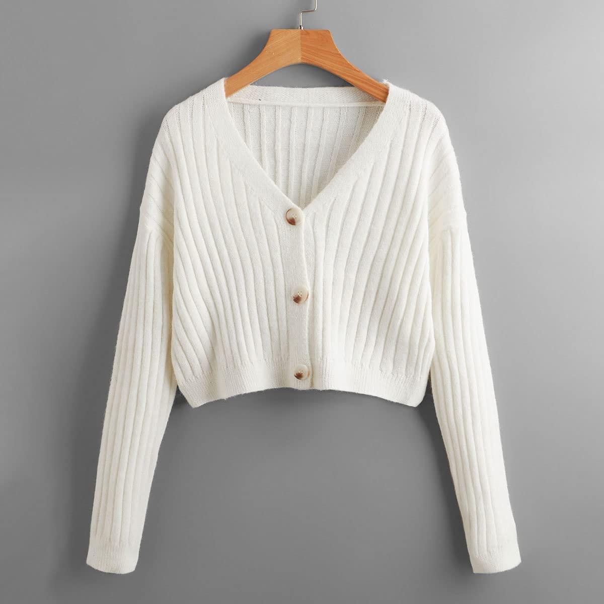 SweatyRocks Women's Long Sleeve Button Front V-Neck Soft Knit Cardigan Sweater | Cozy Fall & Winter Layering Piece for Office, Casual Outfits and Date Nights