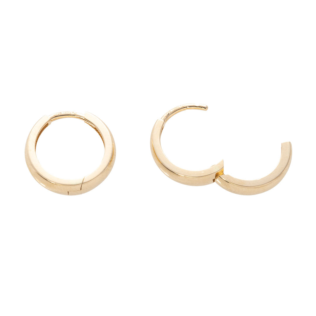 14K Yellow Gold Polished Tapered Huggie Earrings for Women - Minimalist Hoop Earrings for Everyday Wear, Gift Giving & Special Occasions