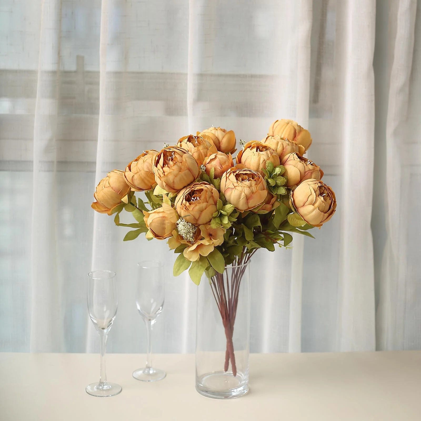 2 Pack 19 Stems Silk Peony Flowers Artificial Floral Arrangement - Perfect for Home Decor, Wedding Centerpieces & Office Tabletop Decoration