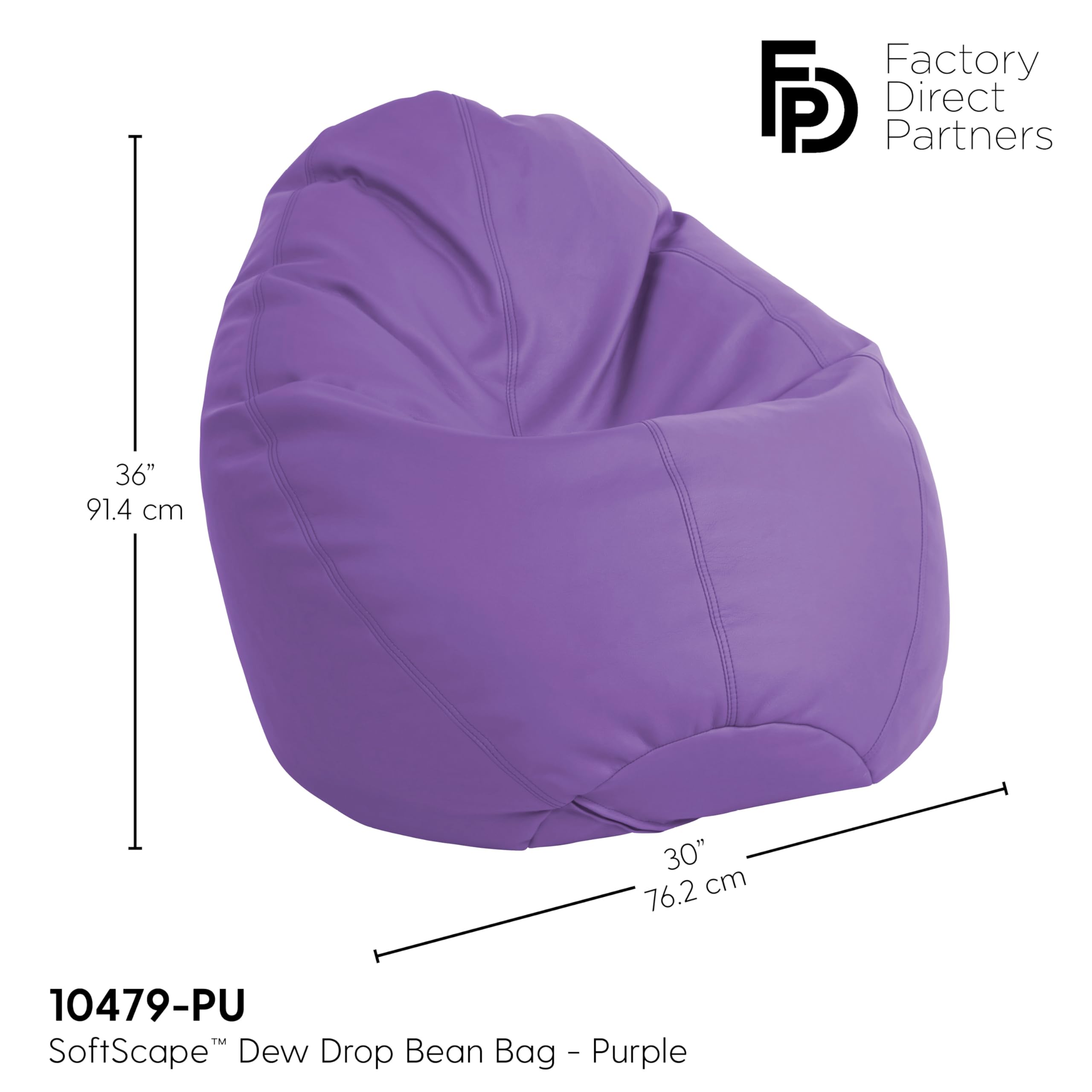 FDP Dew Drop Bean Bag Chair - High-Back Support for Comfort - Flexible Seating for Bedroom, Dorm, Classroom & Gaming - Ergonomic Bean Bag Chair for Kids & Adults (Purple) - Perfect for Relaxing, Reading & Video Gaming