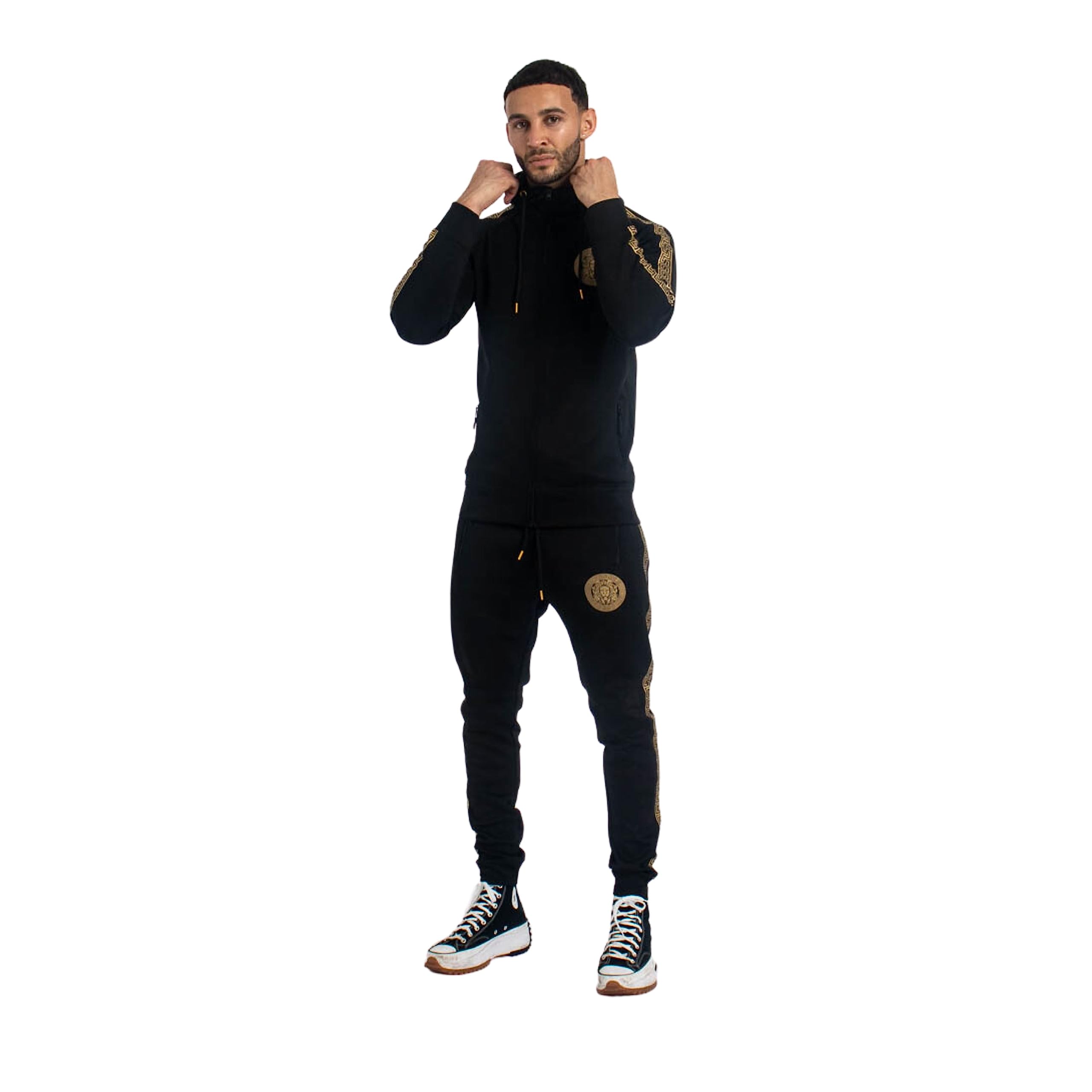 Men's Full Zip Hooded Tracksuit Set - Gym Jogging Sweat Suit with Tricot Jacket & Pants for Workout, Running, and Casual Wear