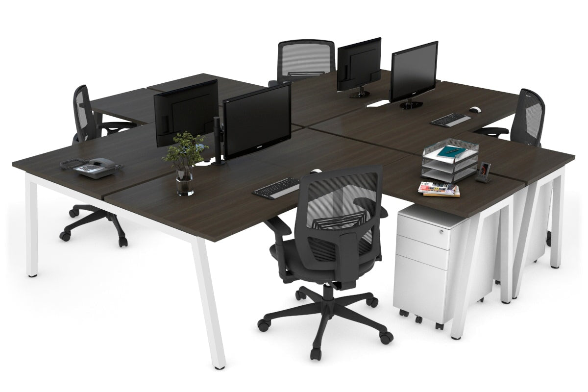 Quadro A Legs 4-Person Corner Workstation Desk - 1800L x 1800W with Cable Management Scallop for Office, Home Office & Collaborative Workspaces