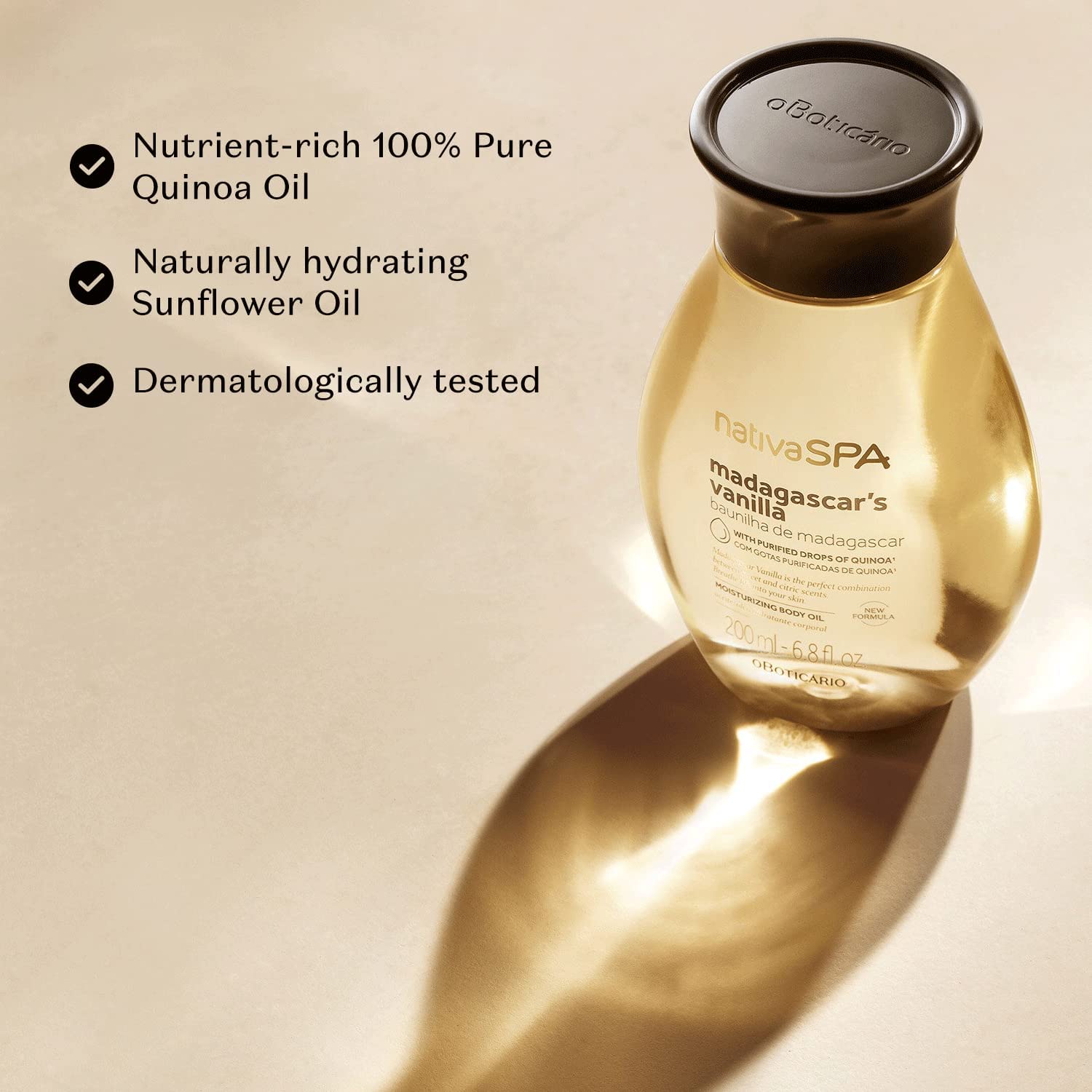 Nativa SPA by O Boticário Vanilla Soothing Body Lotion & Oil Bundle - Madagascar Vanilla Moisturizing Set for Dry Skin, Relaxing Massage & Aromatherapy at Home Spa