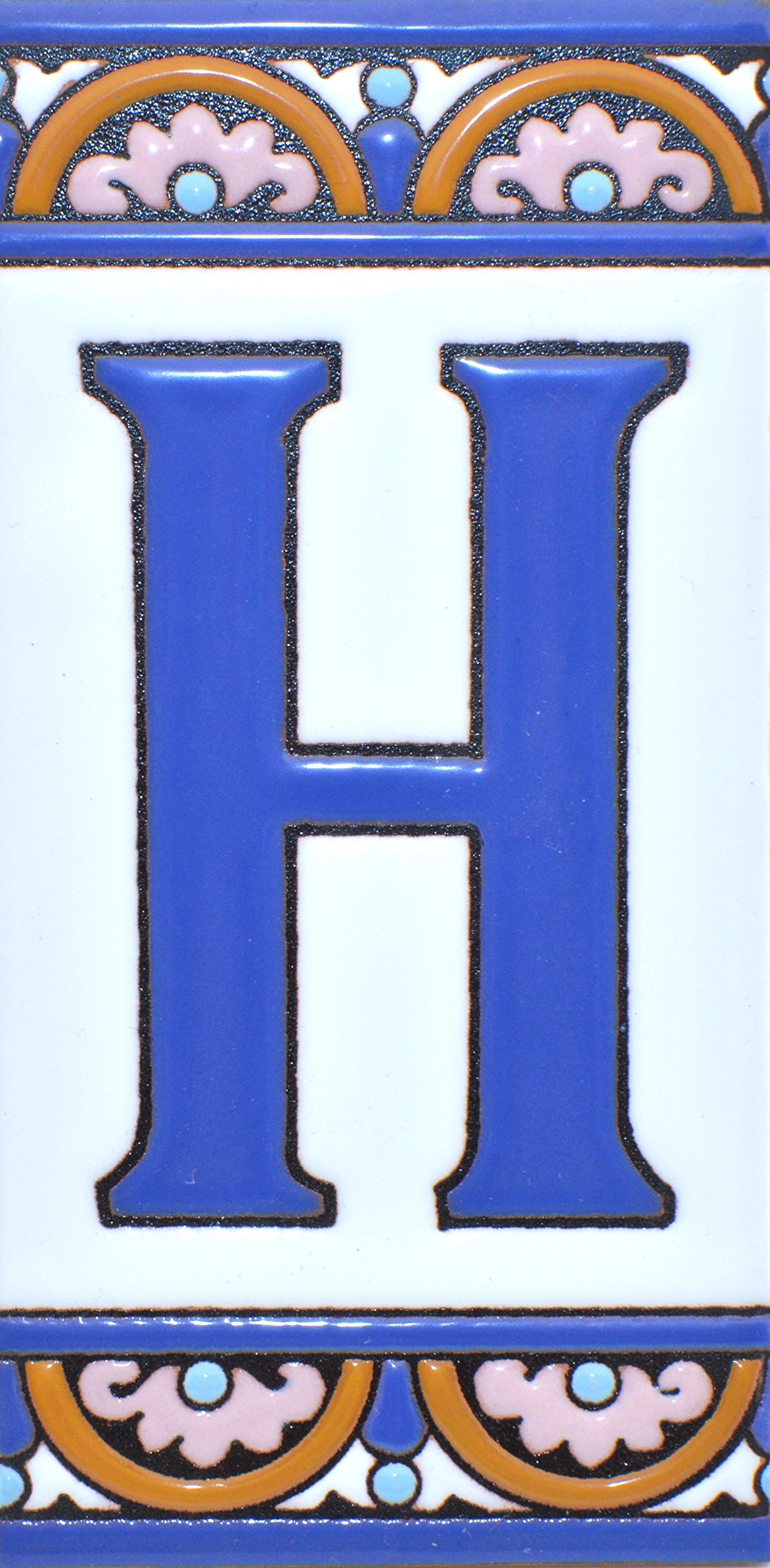 6 Inch Handpainted House Letter Tiles - Custom Address Signs for Home, Mailbox & Front Door - Durable Outdoor House Numbers & Letters (Design ARCO GRANDE 5.86