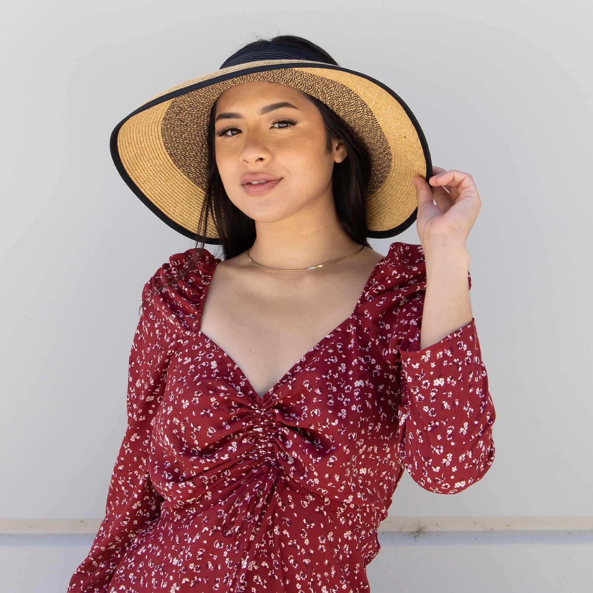Women's Roll Up Sun Visor Hat with Adjustable Bow Closure - Stylish UV Protection for Outdoor Activities, Beach, Golf, and Running