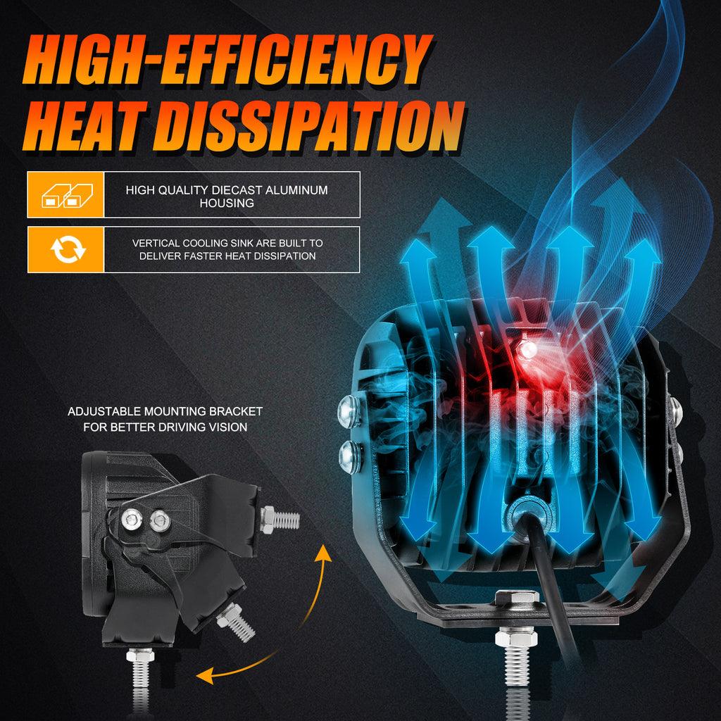 5 Inch 110W LED Driving Lights with Amber Covers & 22 Inch 5D PRO Series LED Light Bar Combo - High Performance Off-Road Lighting for CBR1000RR, ATV, UTV, Trucks and Buggies - Perfect for Night Riding, Trail Adventures and Off-Road Racing