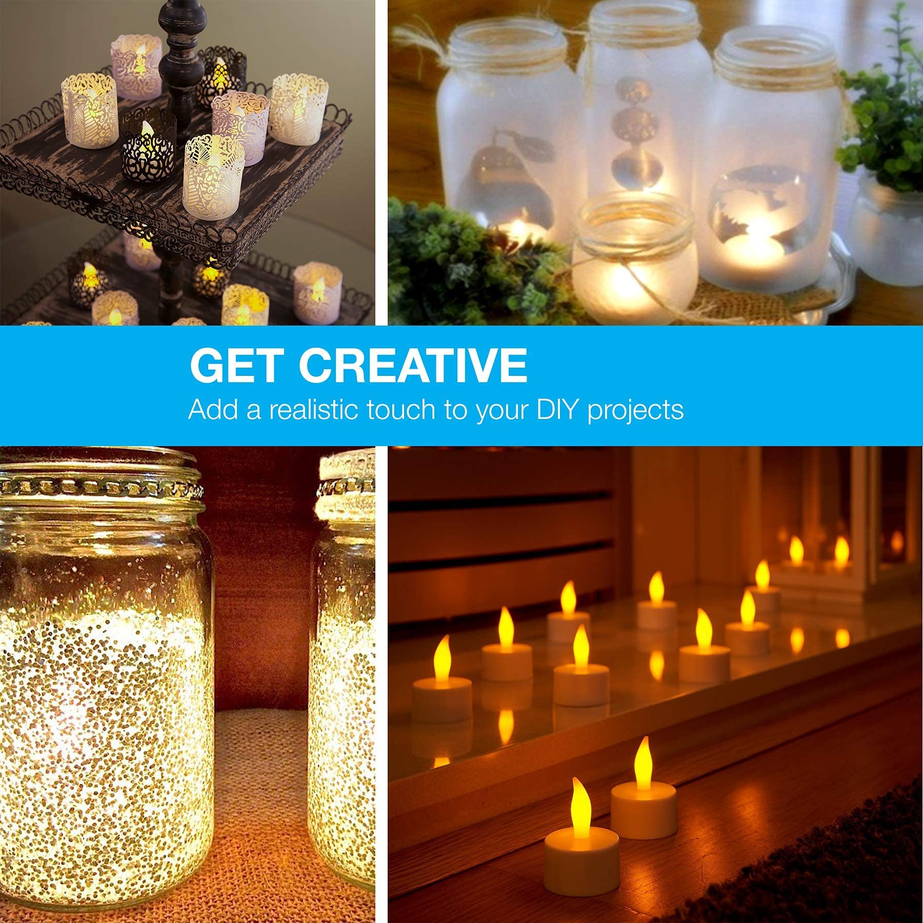 Flameless LED Tea Light Candles - 24 Pack Battery Powered for Home Decor & Parties