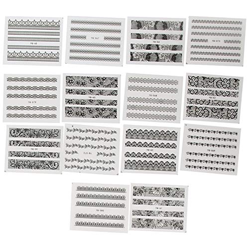 Elegant White and Black Lace Flower Nail Stickers for Nail Art - Fashionable Nail Decoration with Unique Designs - Perfect for Parties, Weddings, and Special Occasions
