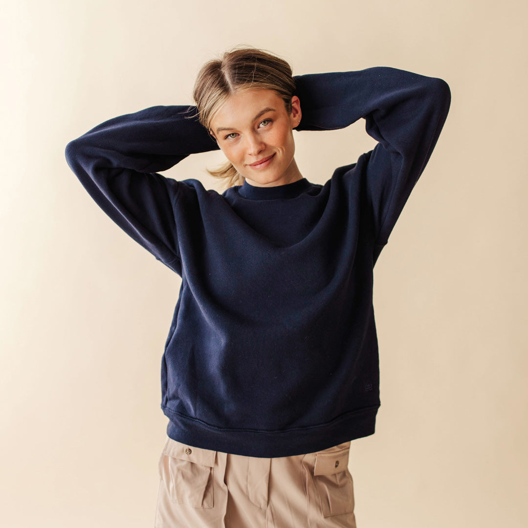 Arrive Crew Neck T-Shirt for Men - Soft Navy Blue Cotton Tee - Casual Everyday Wear & Layering Essential