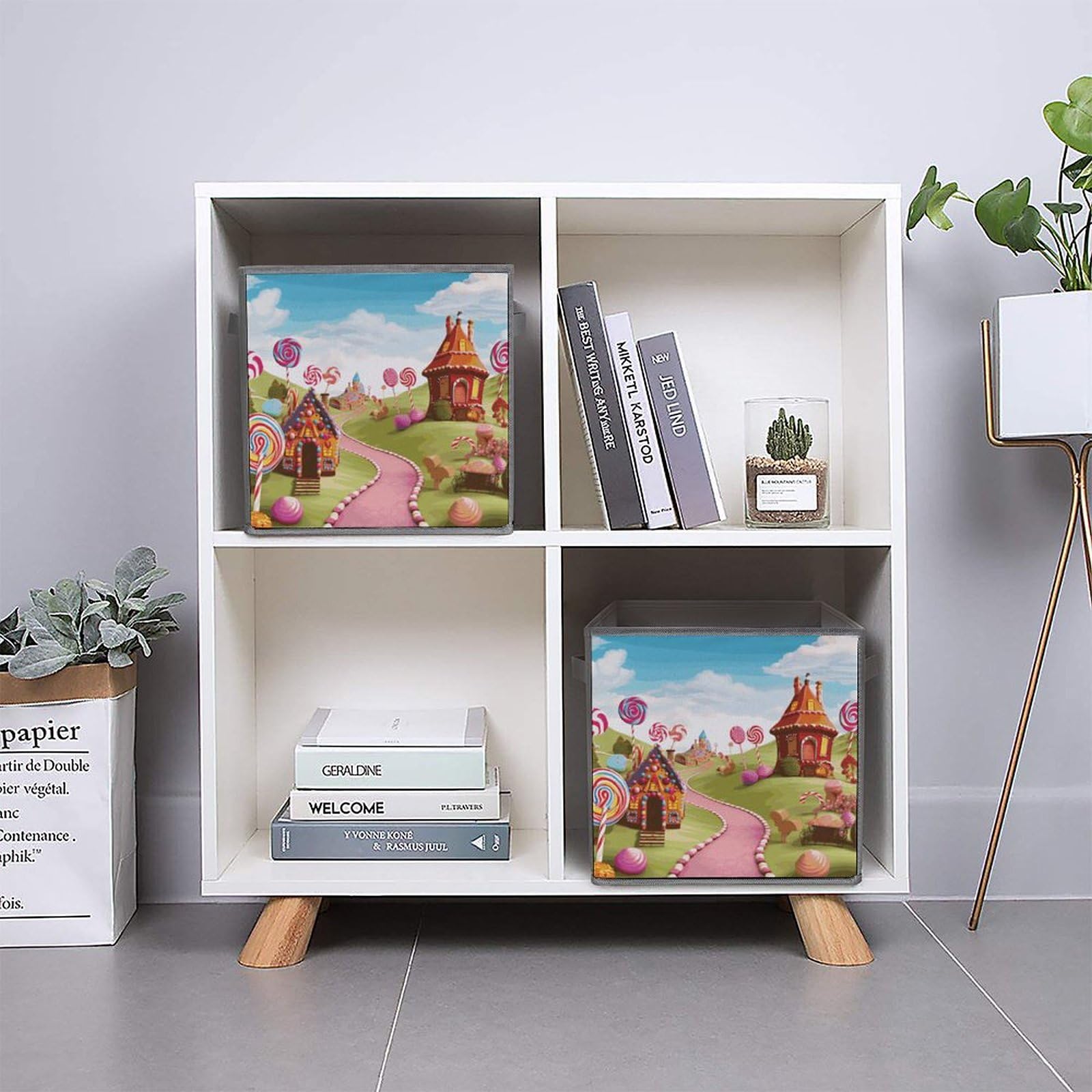 6-Piece Foldable Storage Bins with Handles - Candy Land Printed Large Capacity Storage Boxes for Playroom, Office & Home Organization | Perfect for Toys, Books & Clutter Control