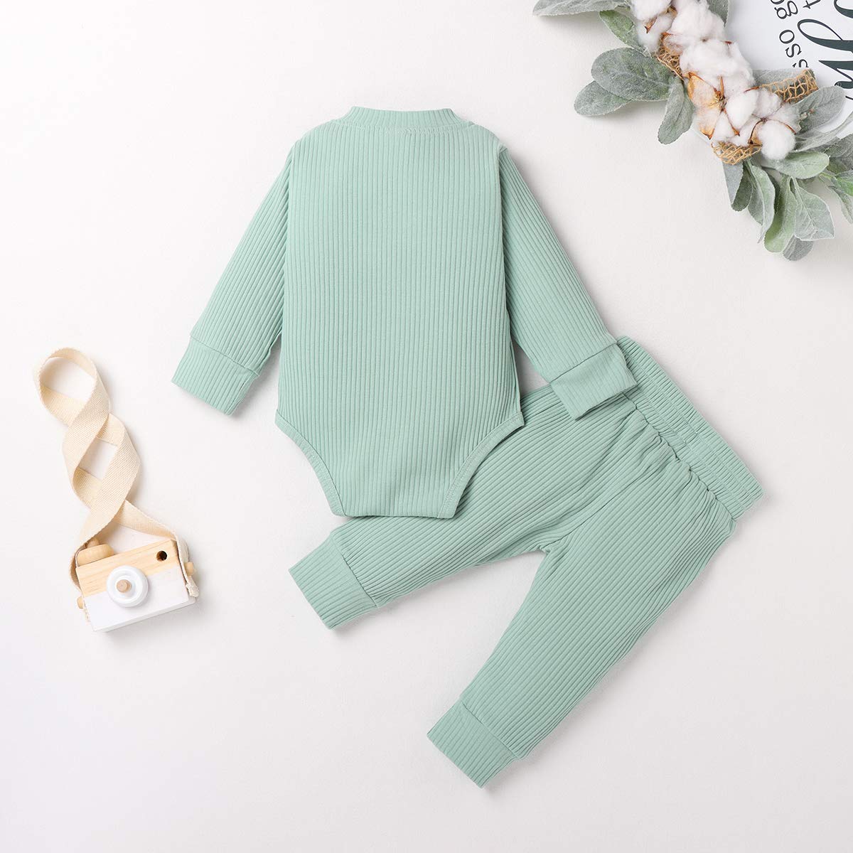 **Unisex Baby Pajamas Set - 2PCS Long Sleeve Romper & Pants for Boys & Girls - Soft Cotton Sleepwear for Newborns & Toddlers - Perfect for Bedtime, Lounging & Photo Shoots**