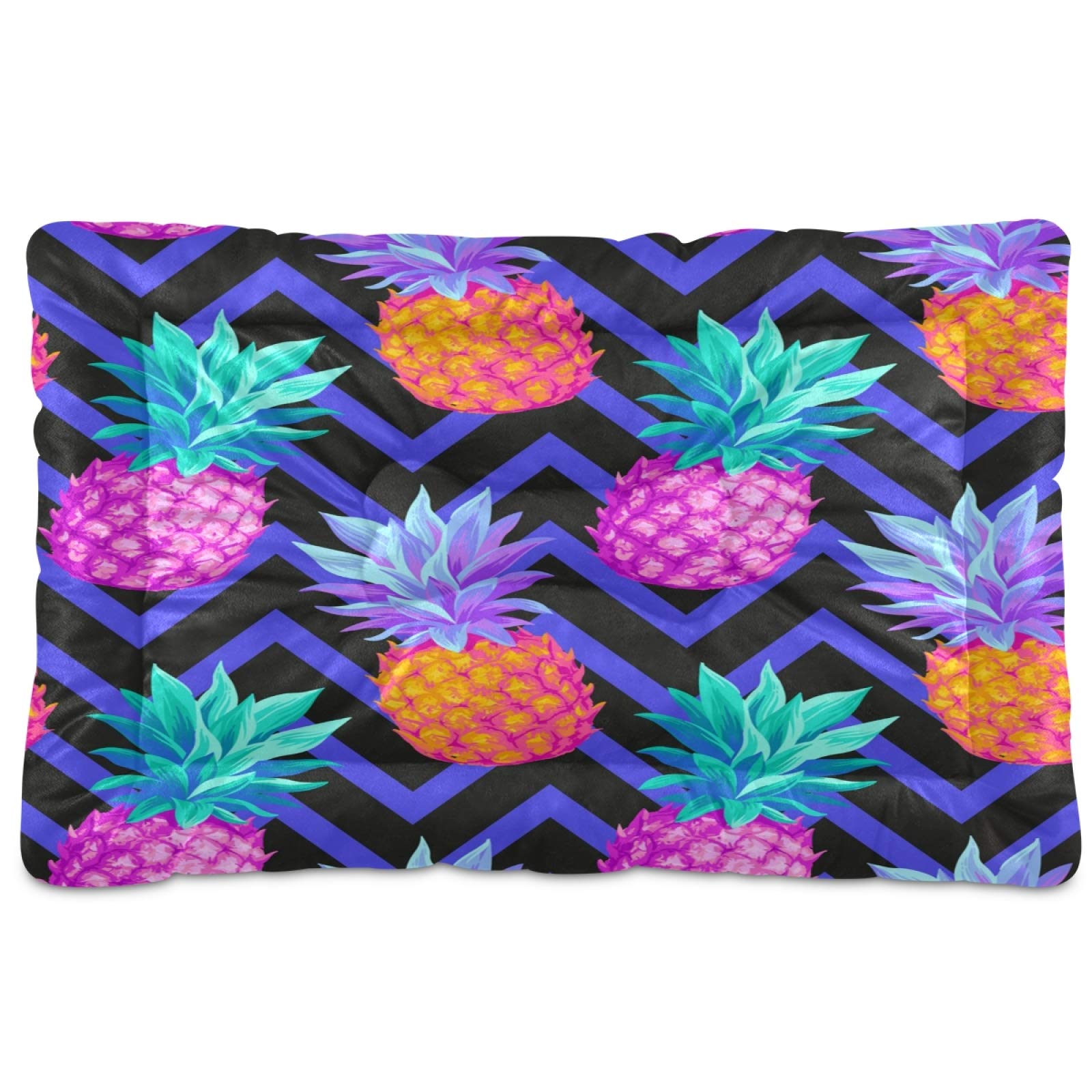 KEEPREAL Tropical Pineapple Pet Bed - Ultra Soft Rectangle Dog & Cat Bed for Small to Medium Pets (24x18in) | Comfortable Calming Bed for Puppies, Kittens - Perfect for Living Room, Bedroom & Pet Nursery