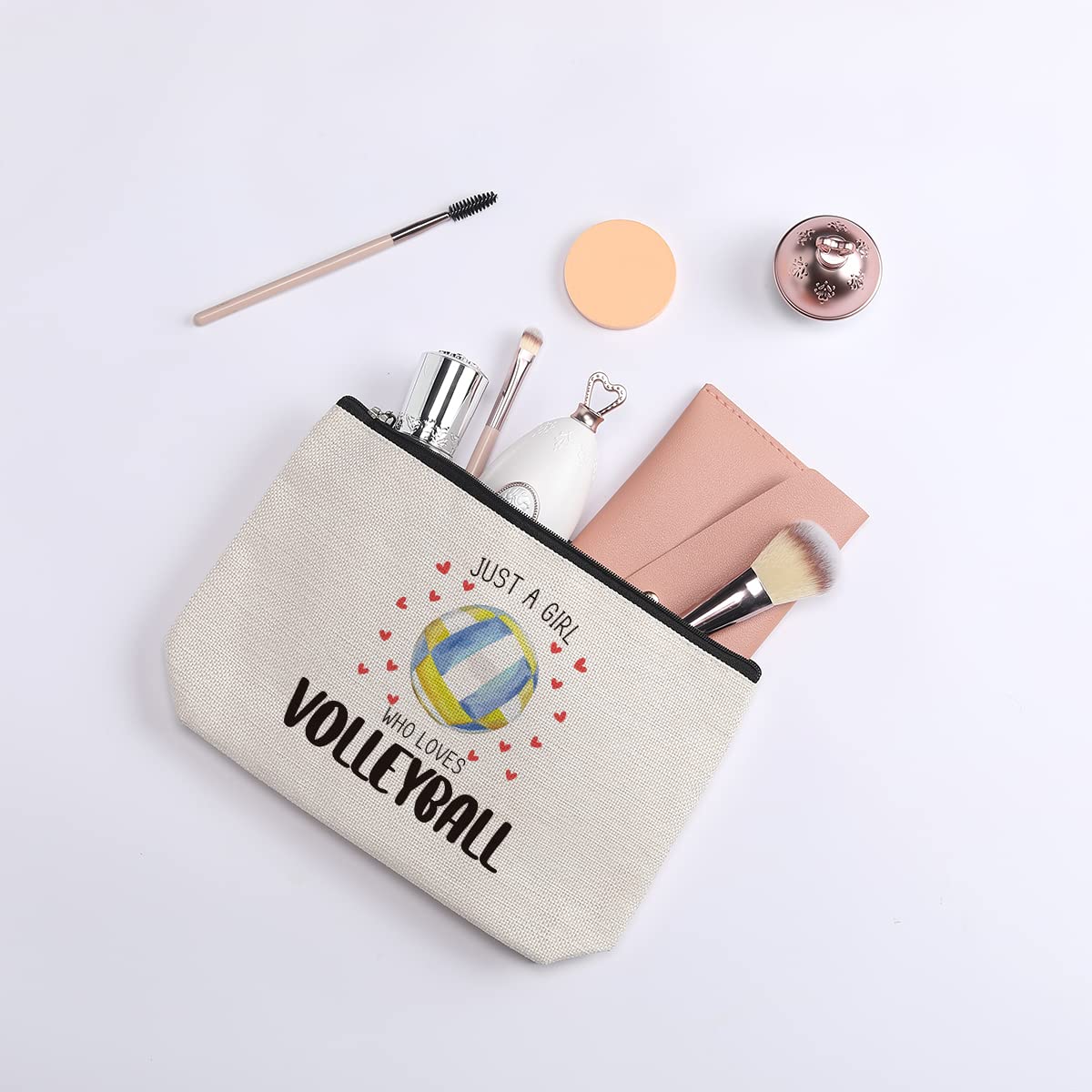 **Best Volleyball Gifts for Women - Inspirational Volleyball Player Gifts for Teams, Birthday Gifts for Her, Best Friend, Sister & Coworker - Volleyball Themed Makeup Bag - Perfect for Sports Lovers & Game Days**