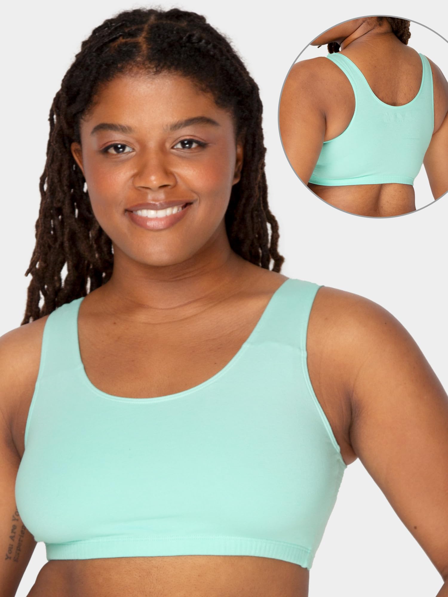 Fruit of the Loom Women's Cotton Tank Bra - Soft Comfortable Wirefree Sports Bra with Breathable Fabric for Yoga, Workout & Everyday Wear