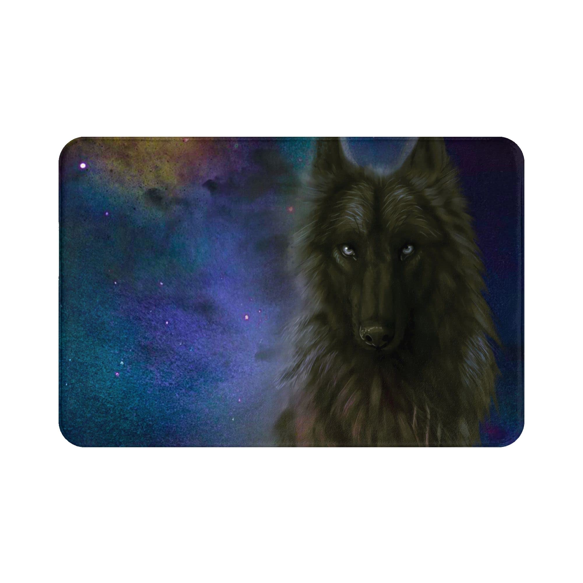 Premium Black Wolf Design Non-Slip Door Mat - 23.6