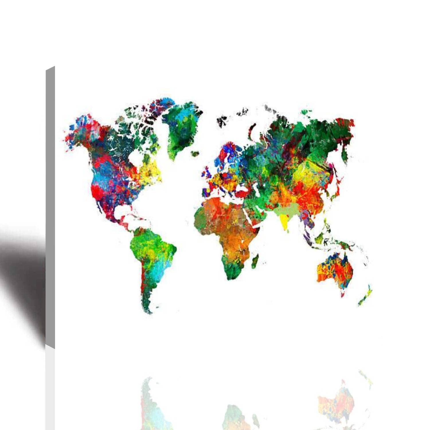 Extra Large Framed World Map Wall Art - Colorful Canvas Print for Living Room & Bedroom Decor - Perfect Gift Idea for Travel Lovers & Home Styling