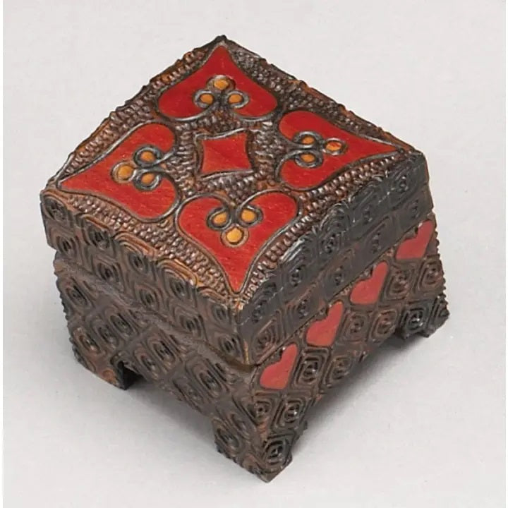 Handmade Carved Wooden Box with Burned Heart Design - Perfect for Jewelry Storage, Keepsakes & Home Decor