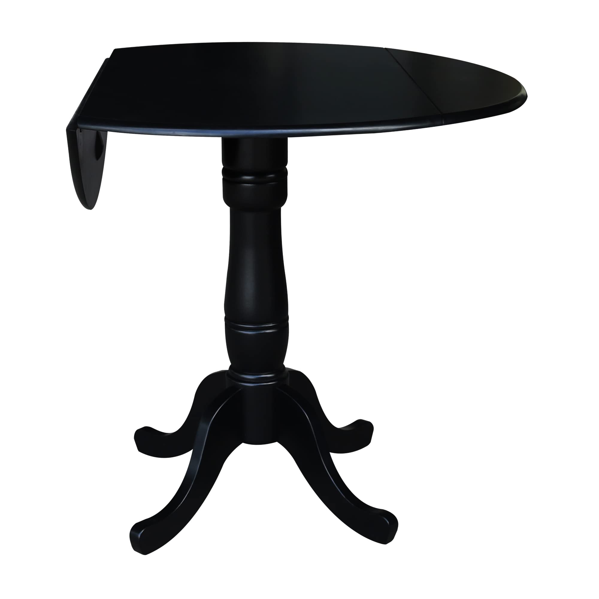 IC International Concepts 42-Inch Round Dining Table with Dual Drop Leaf & Pedestal Base - Adjustable Height 35.5